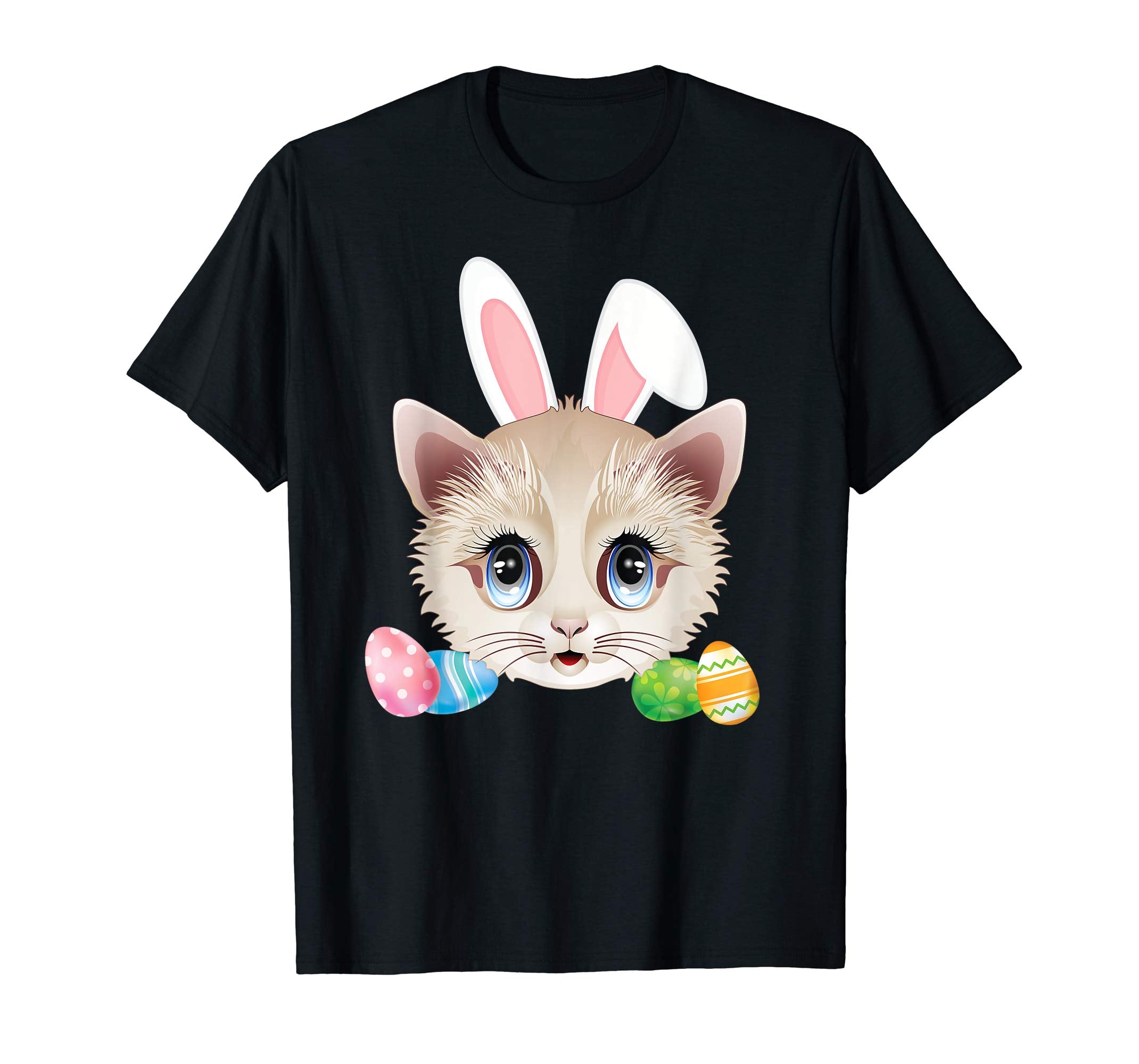 Cute Bunny Cat Face Easter Day Kitten Lovers T-Shirt Egg