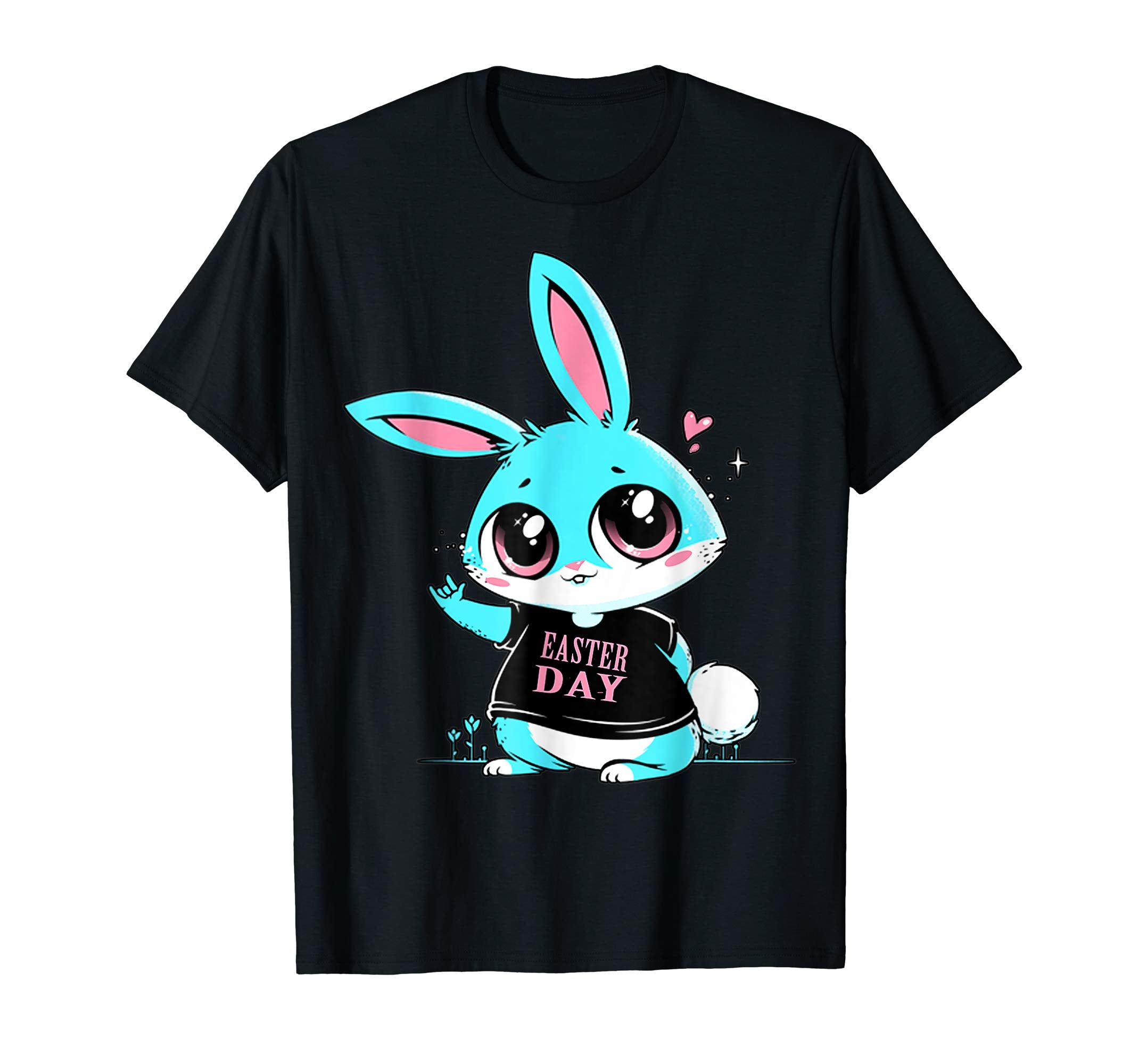 Blue Cute Bunny Rabbit Lover Happy Easter Day Heart Shirt
