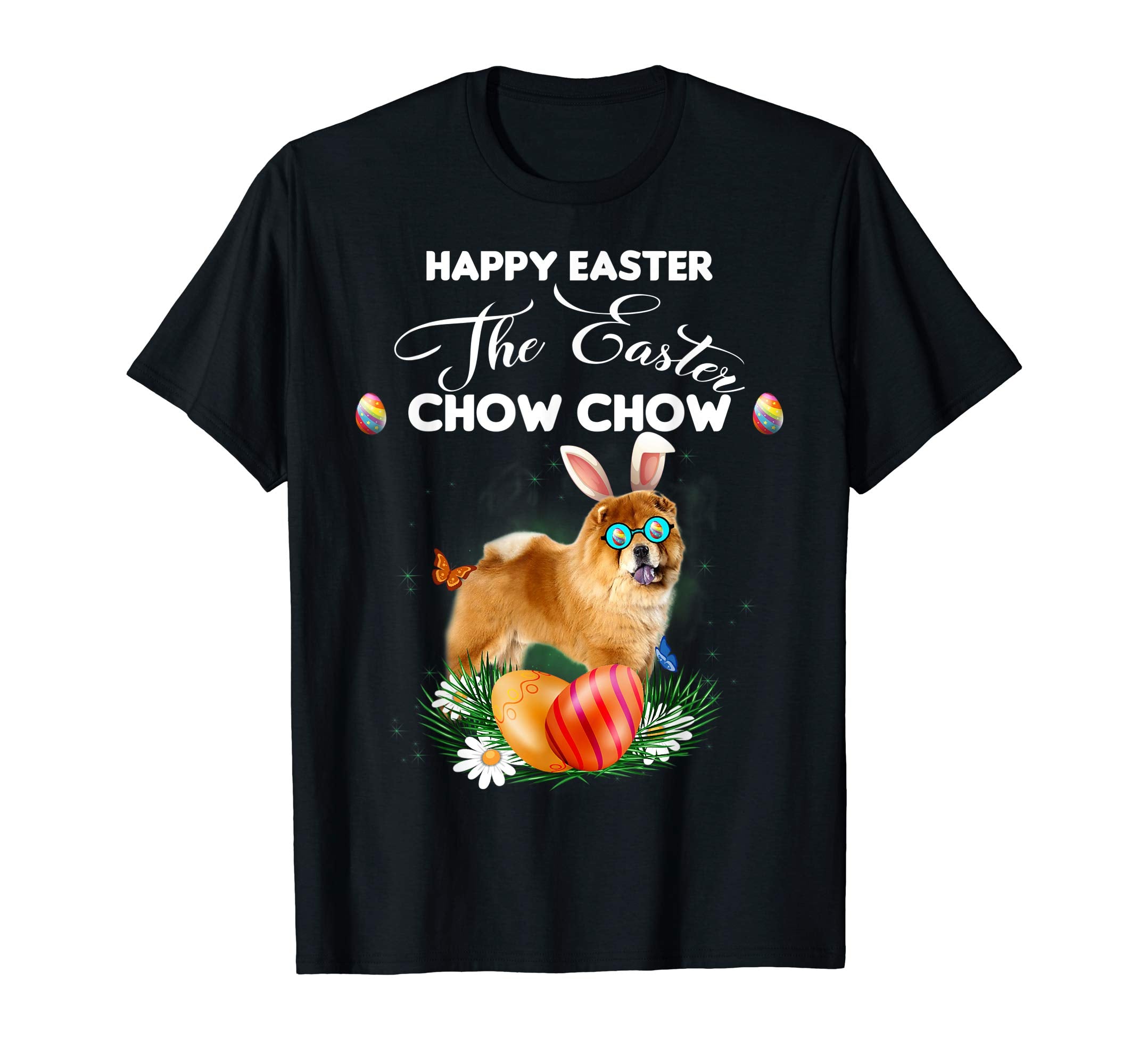 Chow Chow Dog Sunglass Bunny Happy Easter Day Tshirt