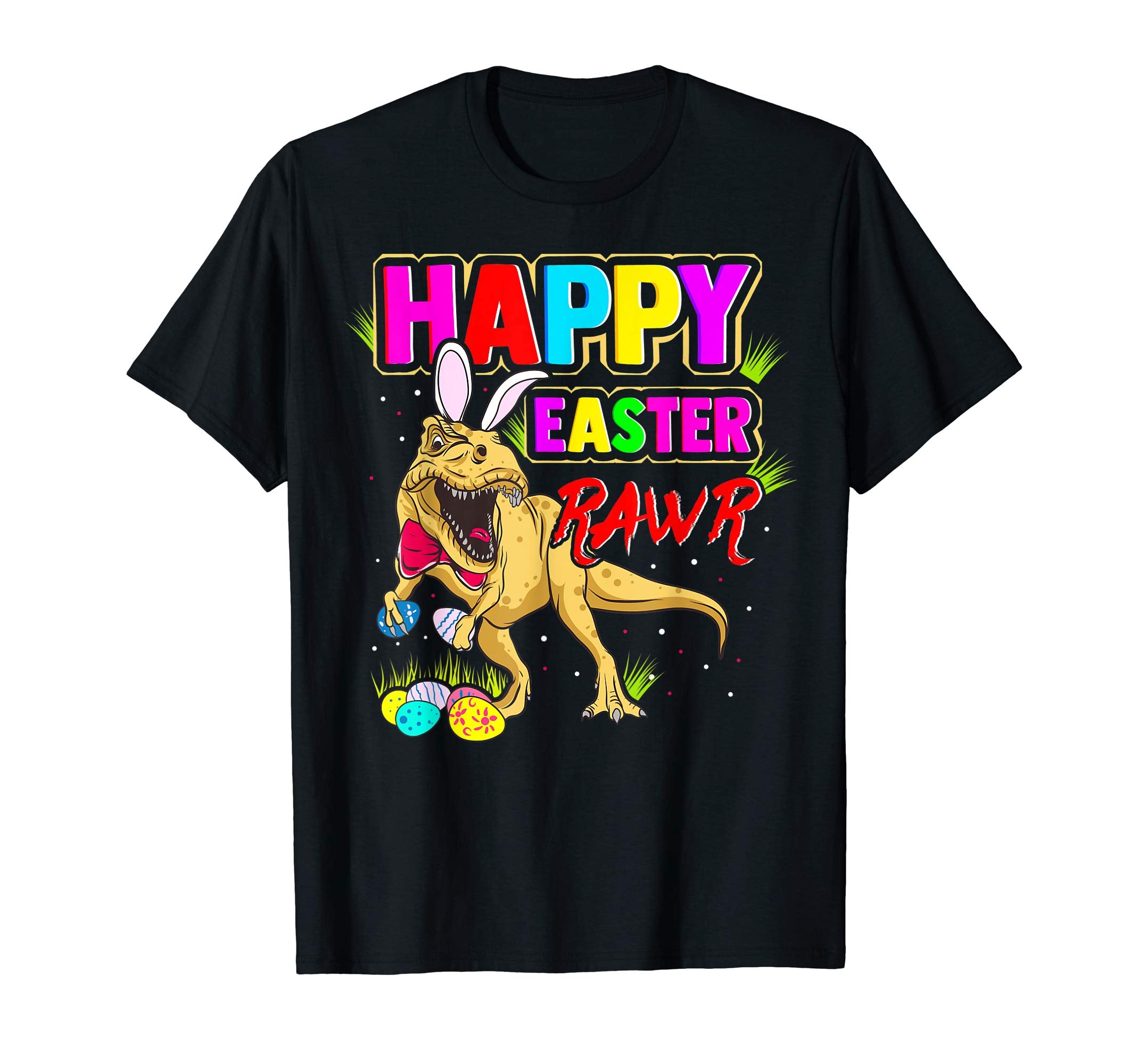 T-Rex Dinosaur Easter Bunny Shirt Kids School Eggs Rawr