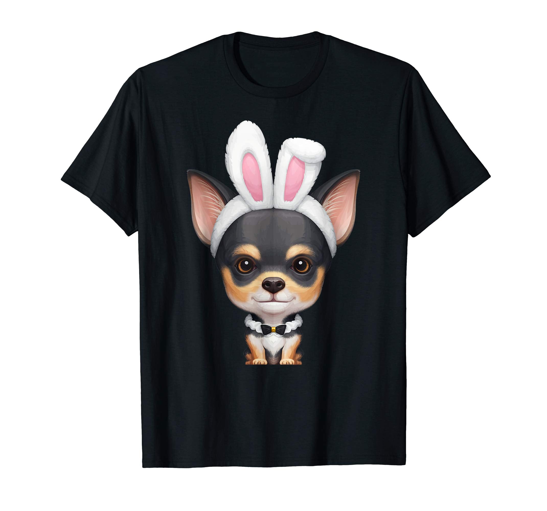 Tricolor Shorthaired Chihuahua Easter Bunny T-Shirt