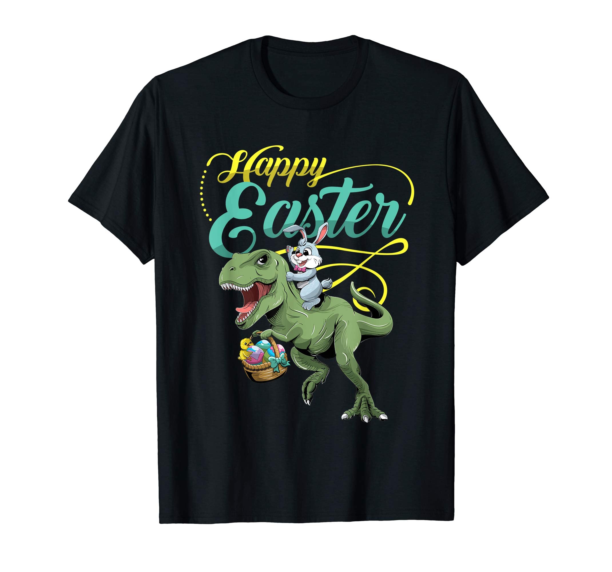 Easter T Shirt for Kids with Cool Bunny and T-rex Egg Hunt