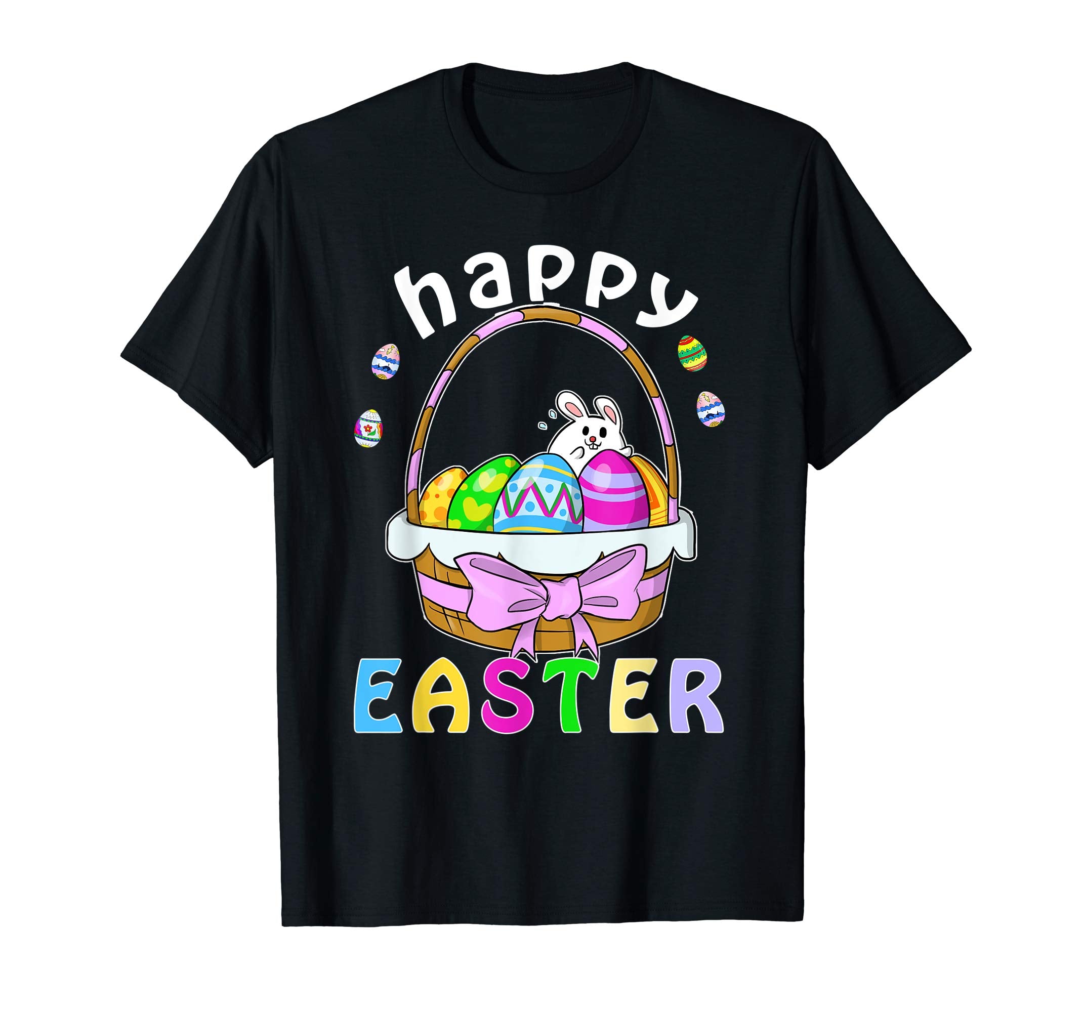 Happy Easter T-Shirt with Bunnies Eggs Flowers