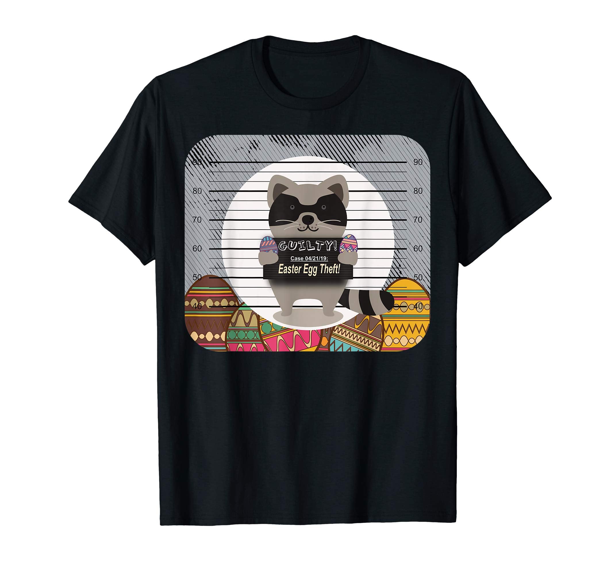 Funny Racoon Easter Tshirt I Stolen Eggs Mugshot Tee Jail