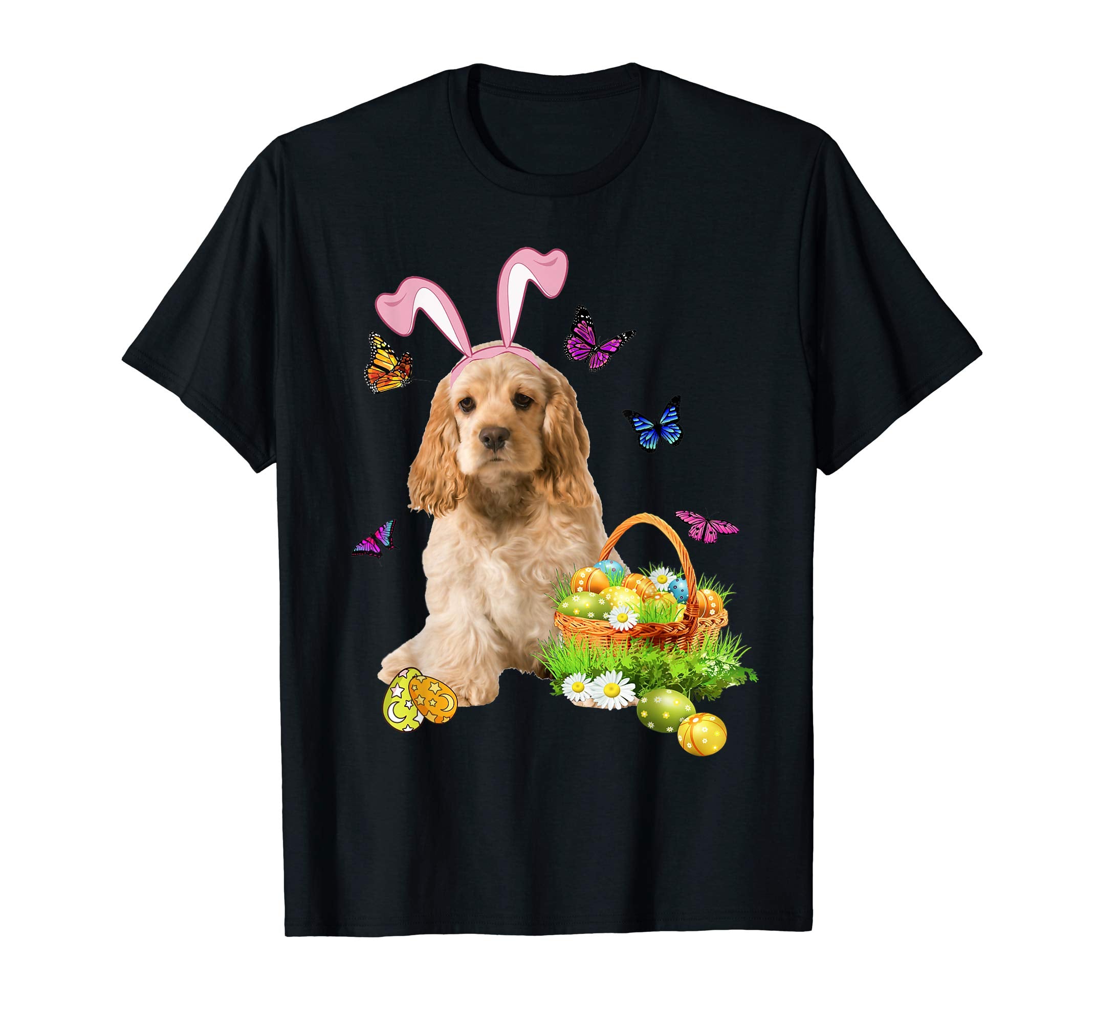 Cocker Spaniel Bunny Hat Rabbit Easter Eggs T-Shirt