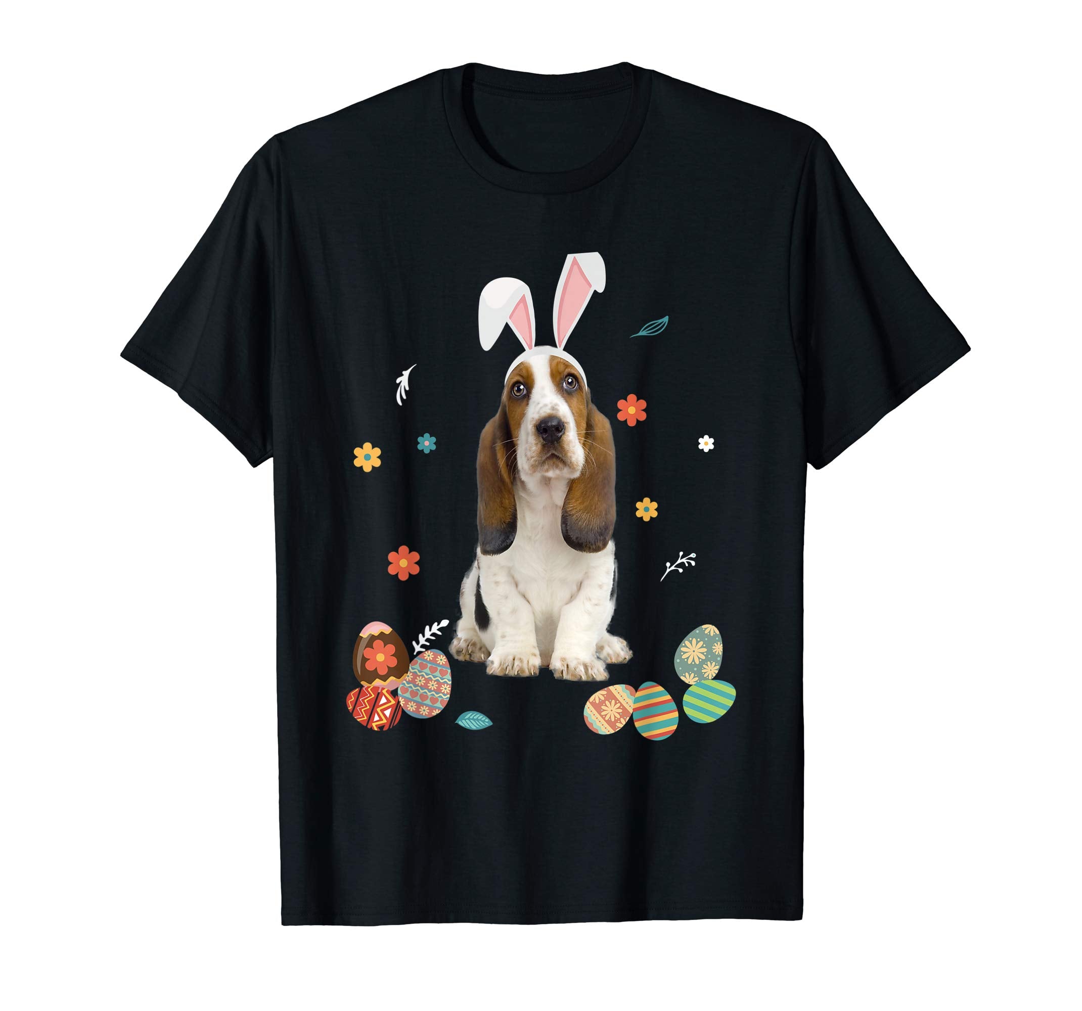 Basset Hound Bunny Rabbit Happy Easter Day T-Shirt