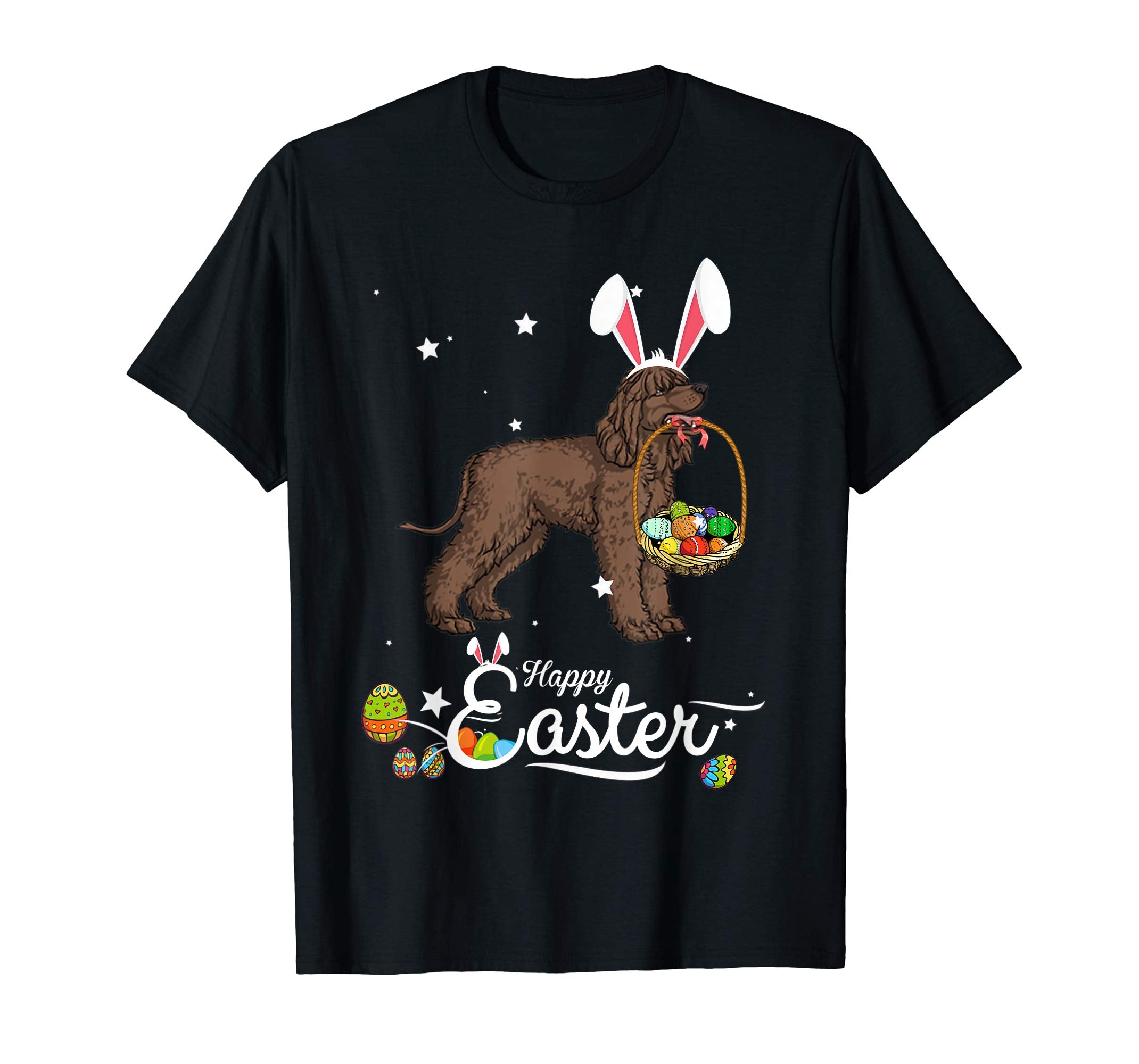 Irish Water Spaniel Dog With Bunny Hat Easter Costume Shirt