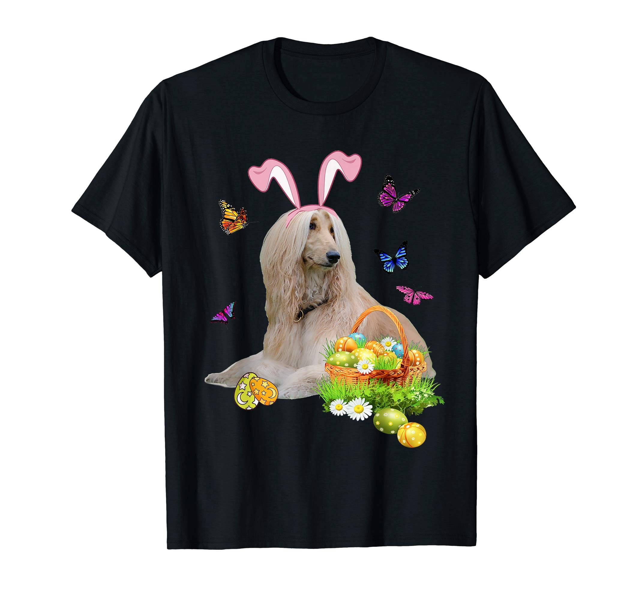 Afghan Hound Bunny Hat Rabbit Easter Eggs T-Shirt
