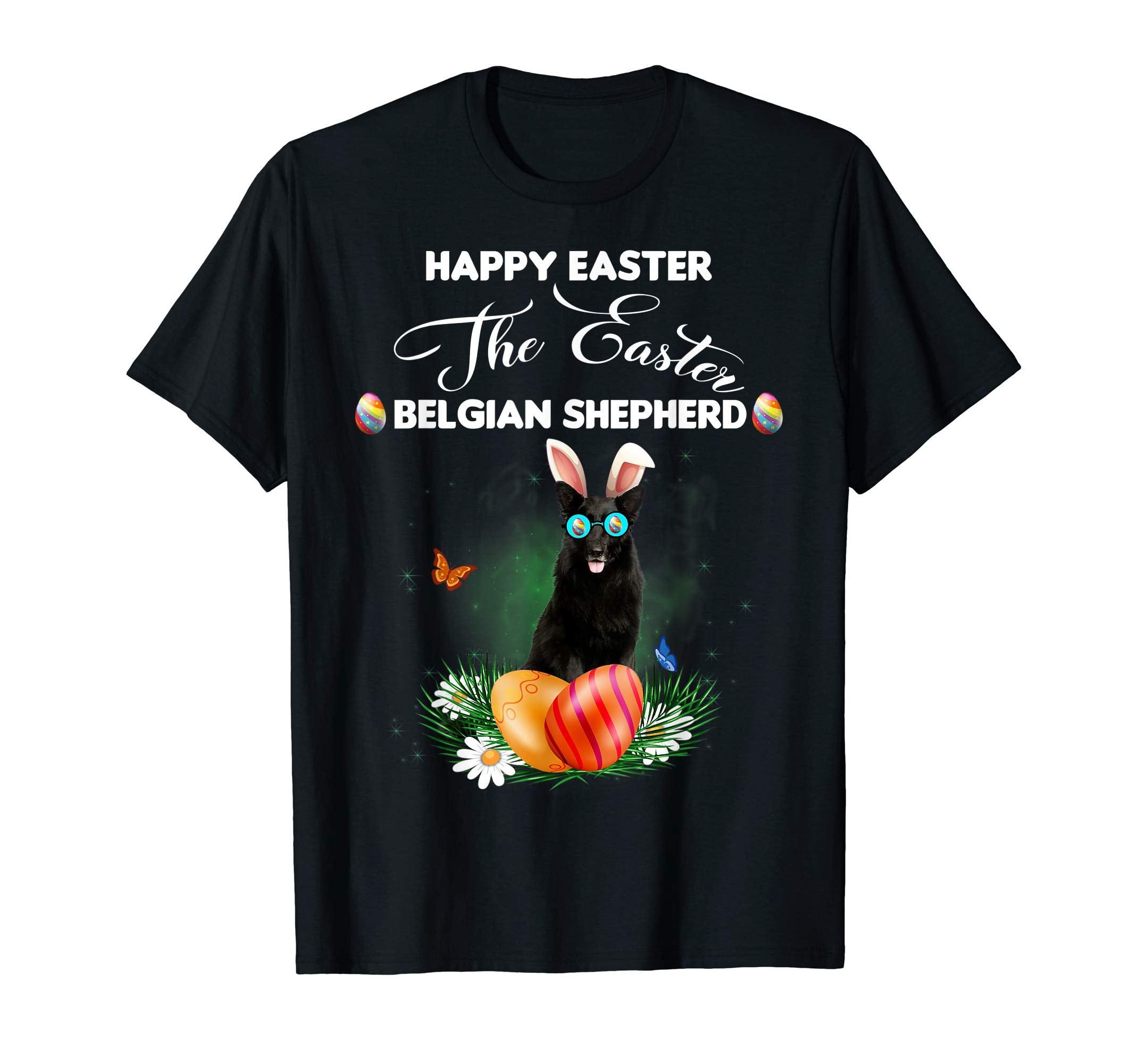 Belgian Shepherd Dog Sunglass Bunny Happy Easter Day Tshirt