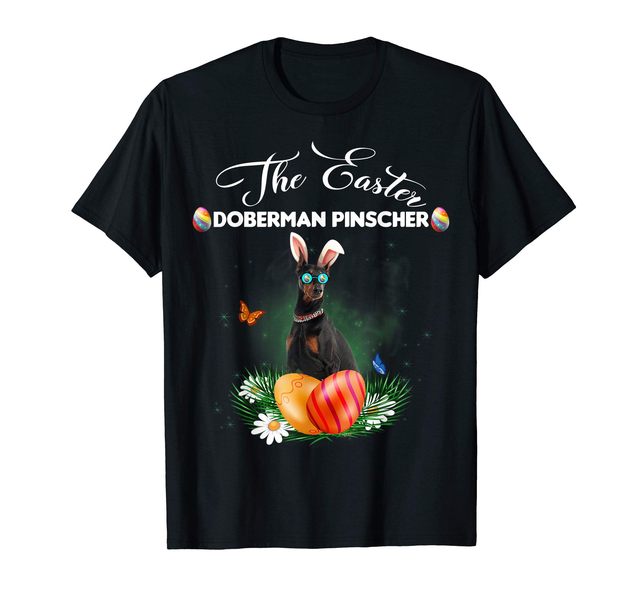 Doberman Pinscher Bunny Easter Day Dog Gifts T-Shirt