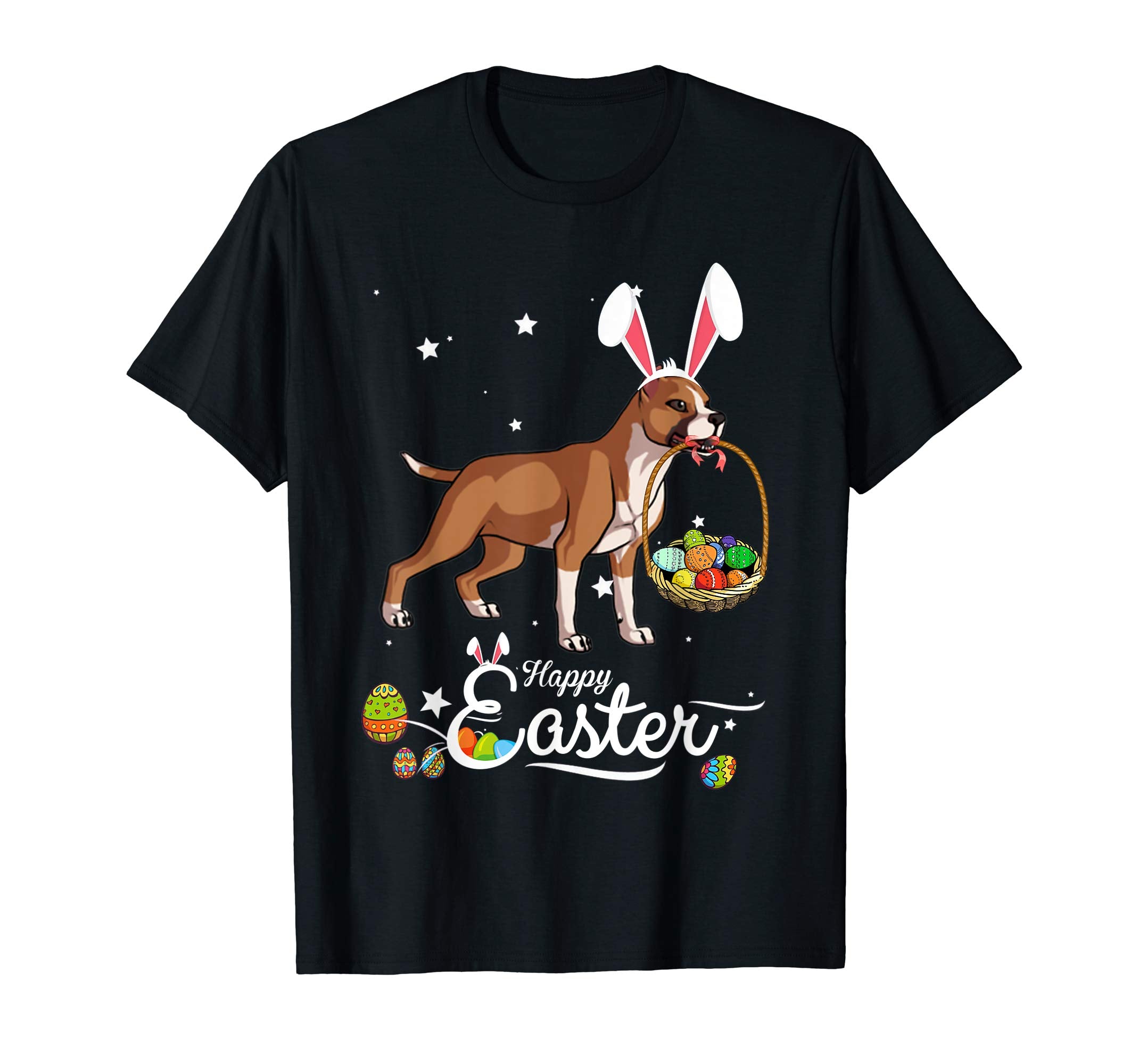 Staffordshire Dog With Bunny Hat Easter Costume T Shirt