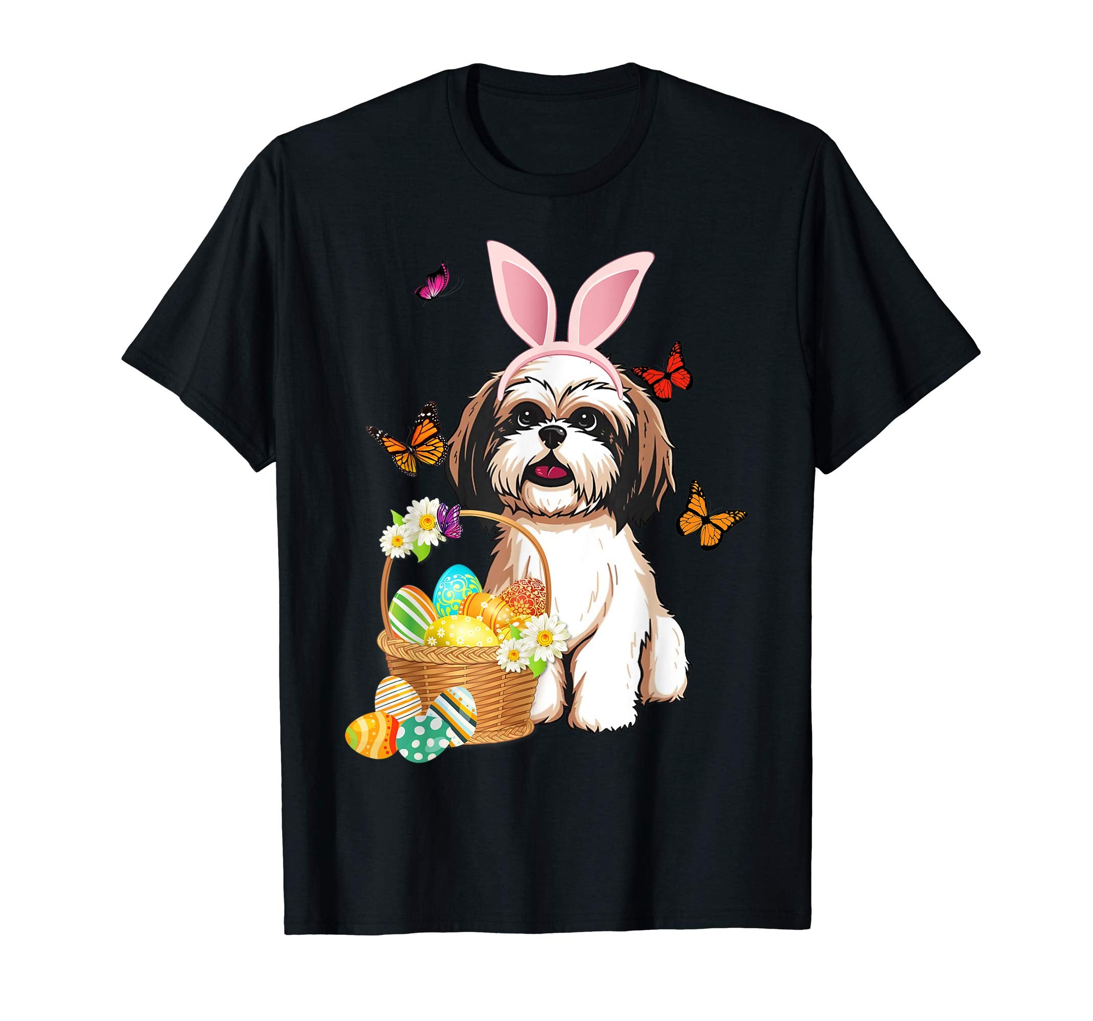 Shih tzu Bunny Hat Rabbit Easter Eggs Shirt
