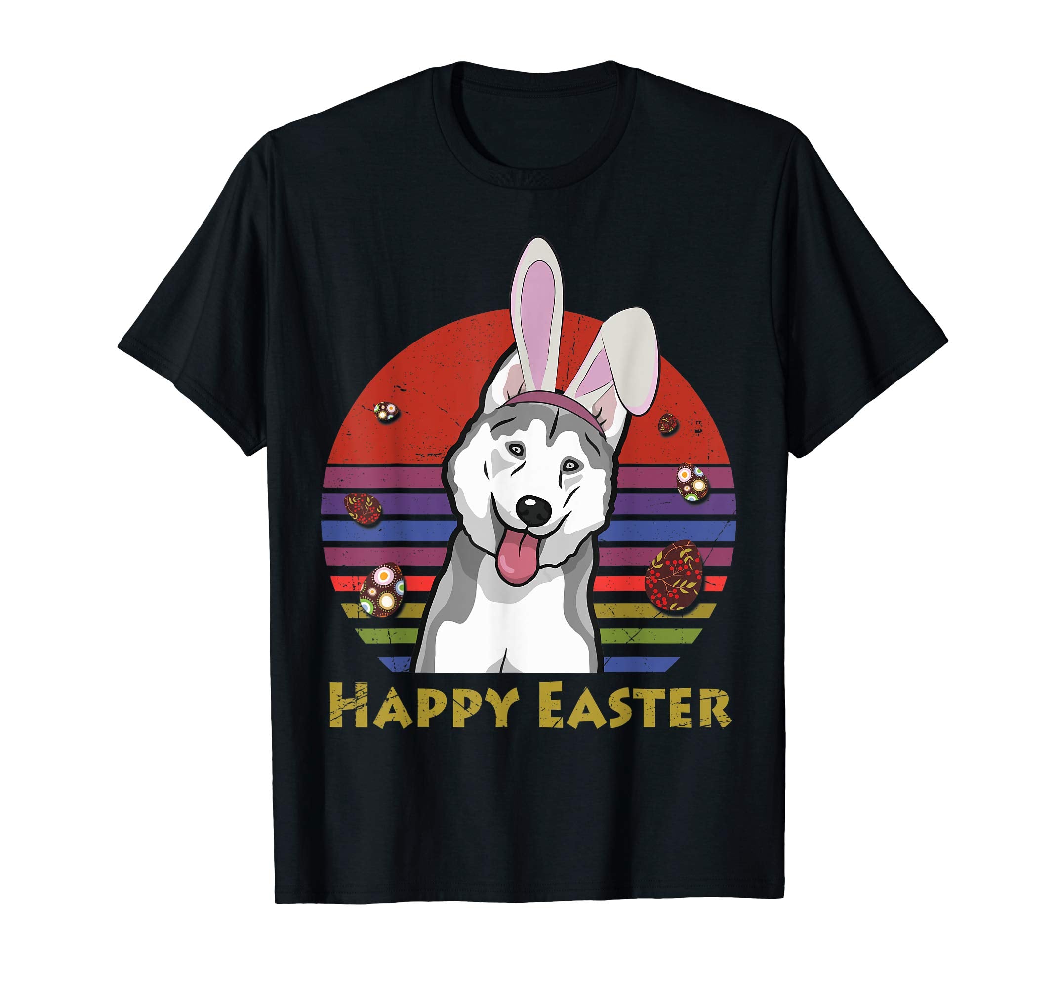 Siberian Husky With Bunny Headband Happy Easter Tshirt Gifts