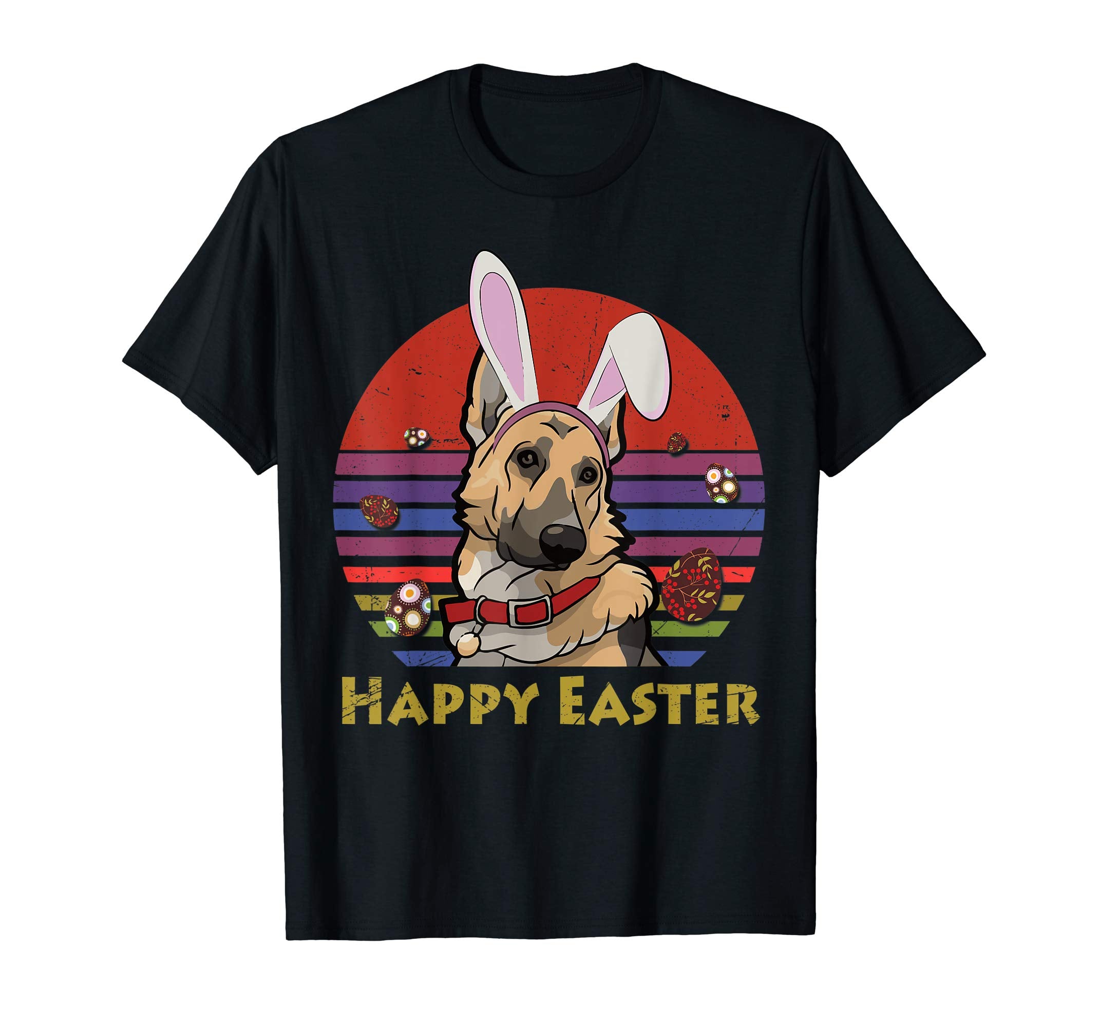 German Shepherd With Bunny Headband Happy Easter Tshirt Gift