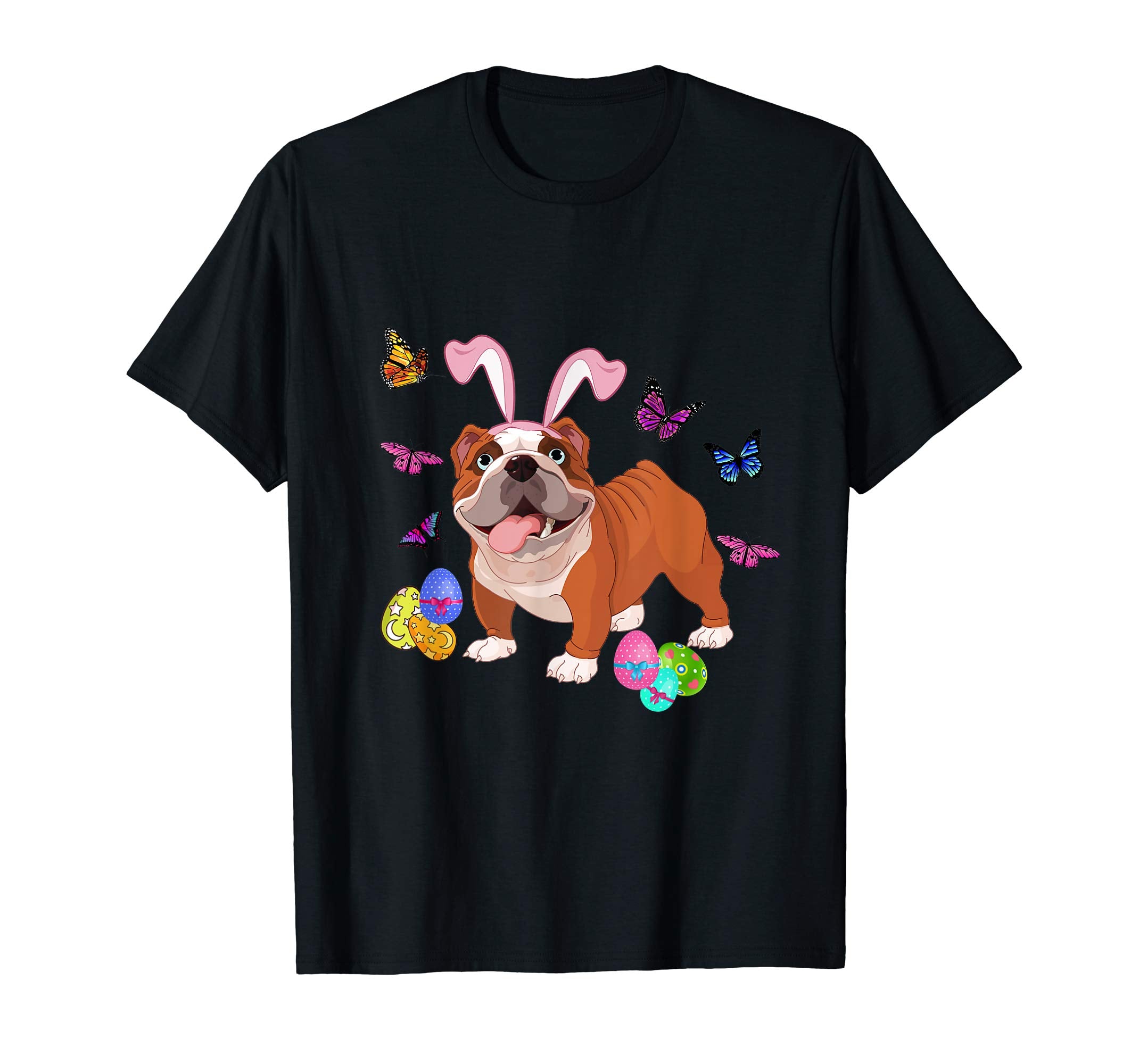 Bulldog Bunny Rabbit Happy Easter Day T-Shirt