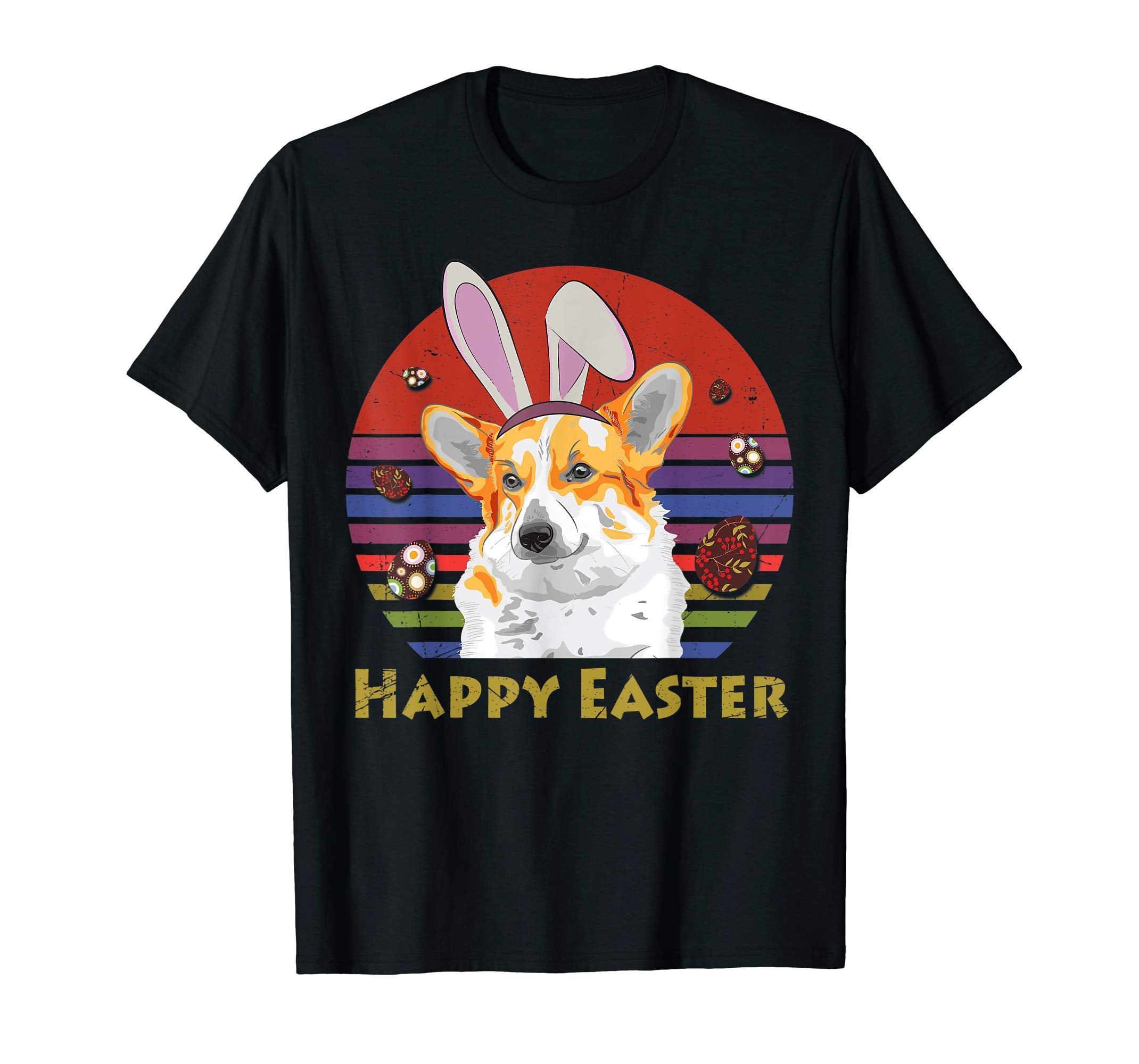 Welsh Corgi With Bunny Headband Happy Easter Tshirt Gifts
