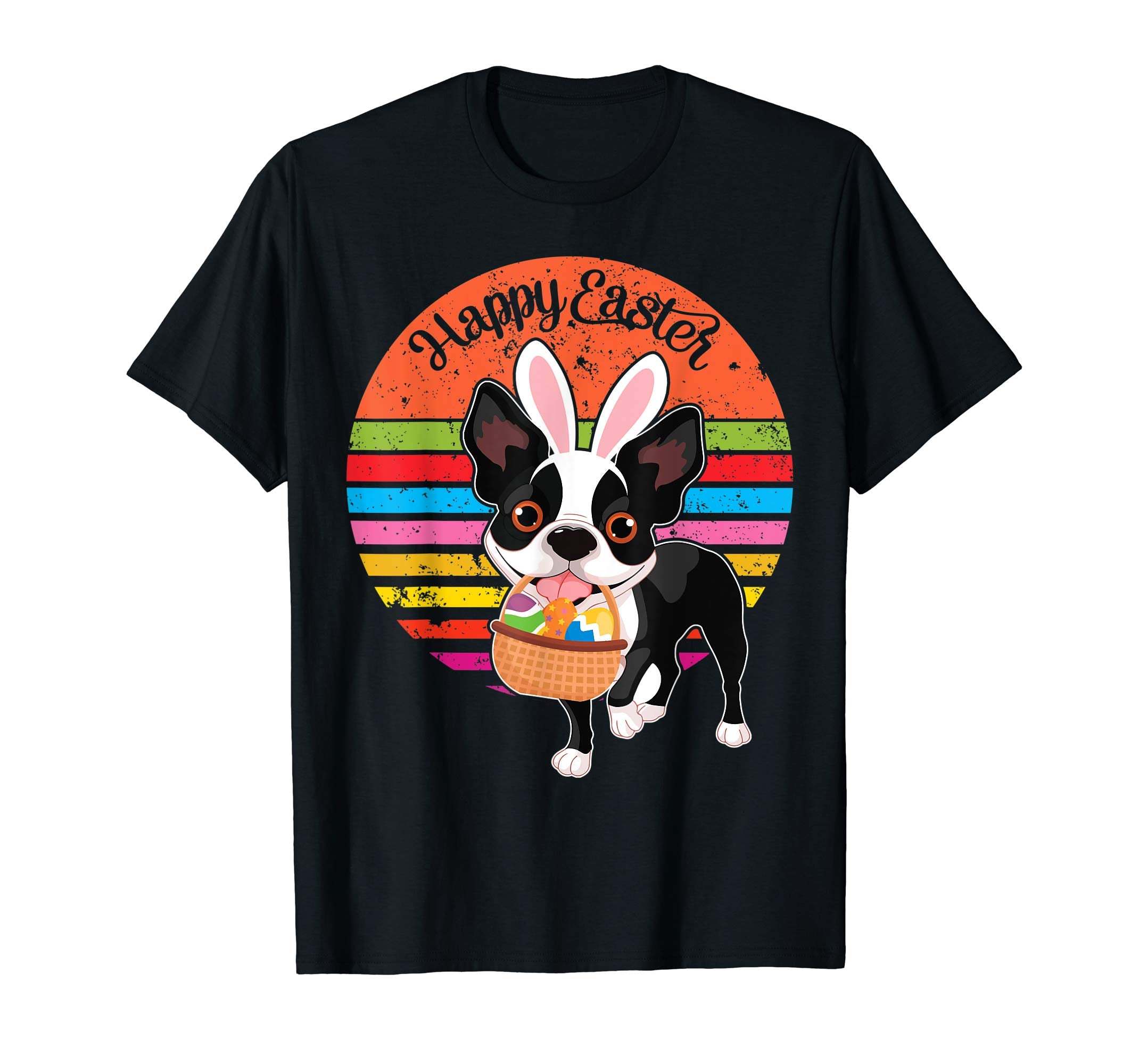Boston Terrier Bunny Dog Easter Eggs Easter Vintage Shirt