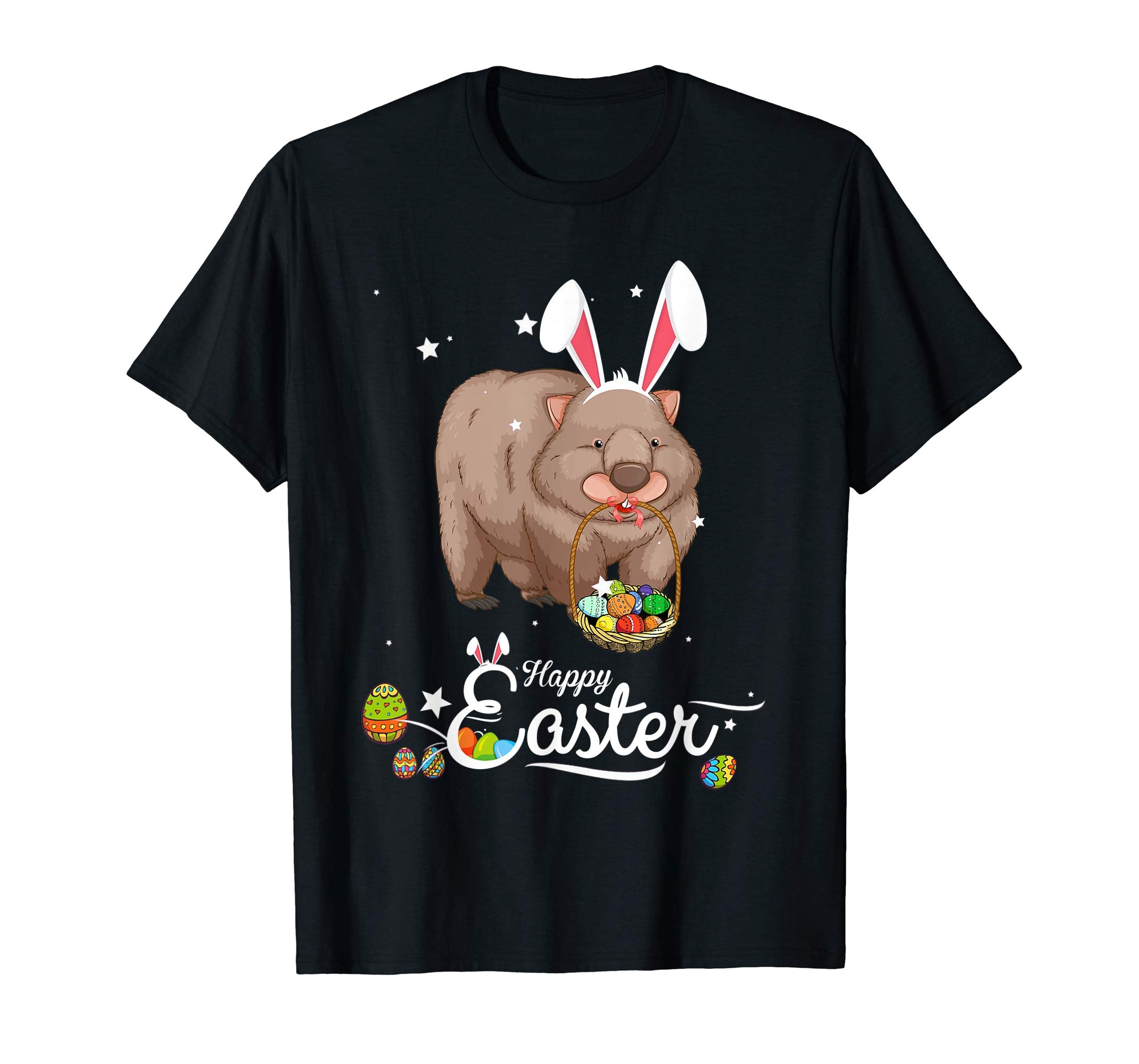 Cute Easter Wombat with Bunny Ears and Eggs T Shirt