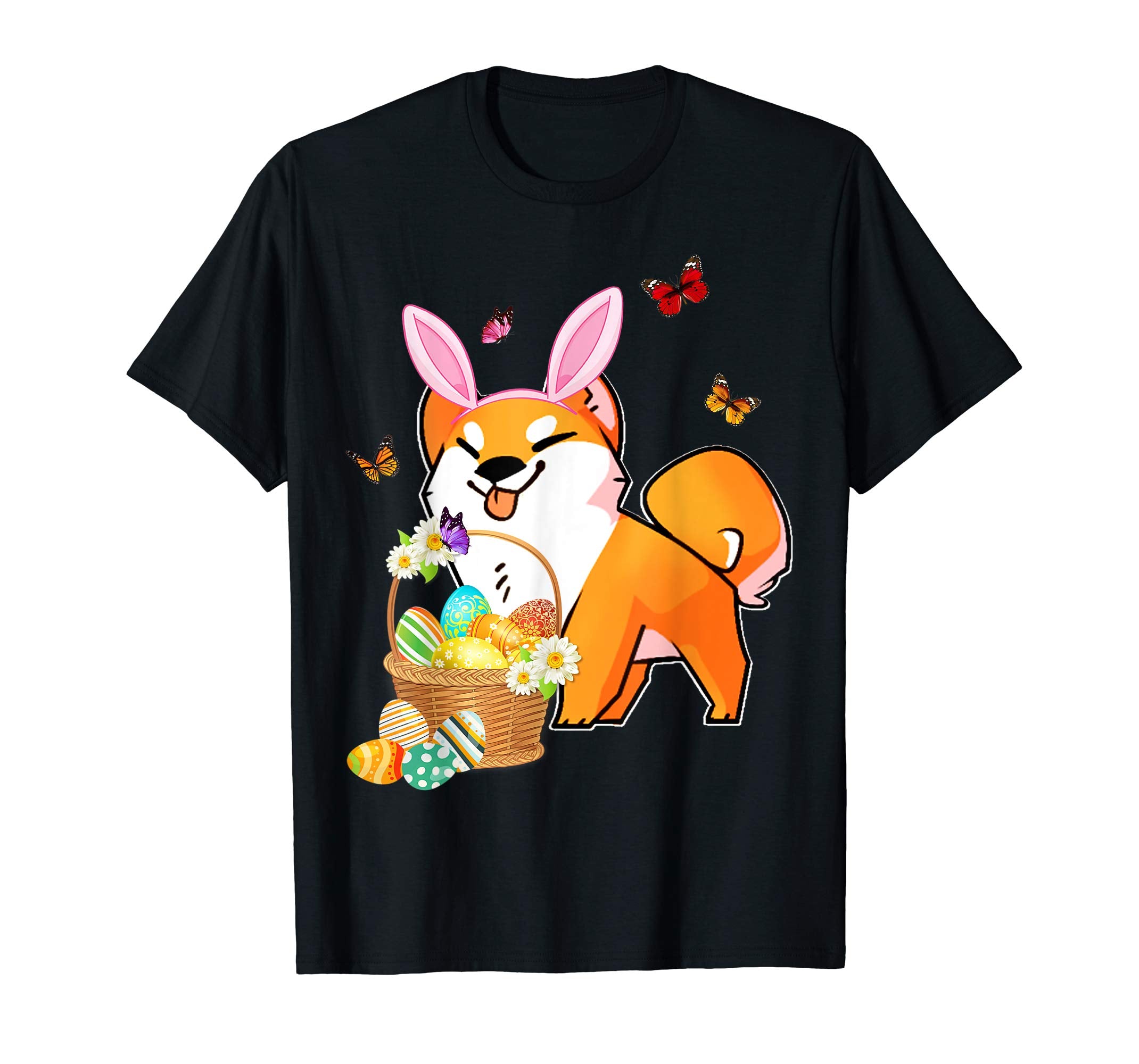 Akita Bunny Hat Rabbit Easter Eggs Shirt Happy Ea