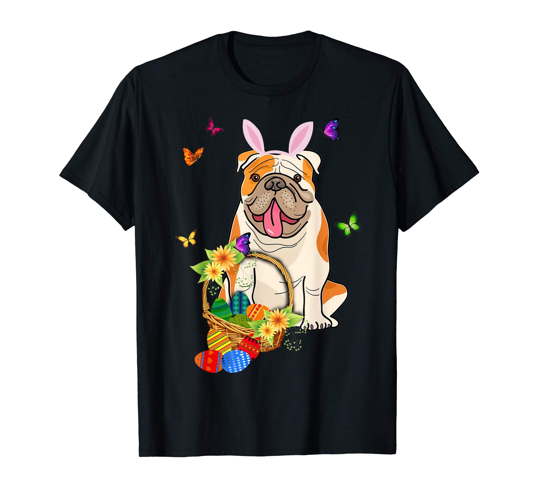 Bulldog Bunny Hat Rabbit Easter Eggs Shirt