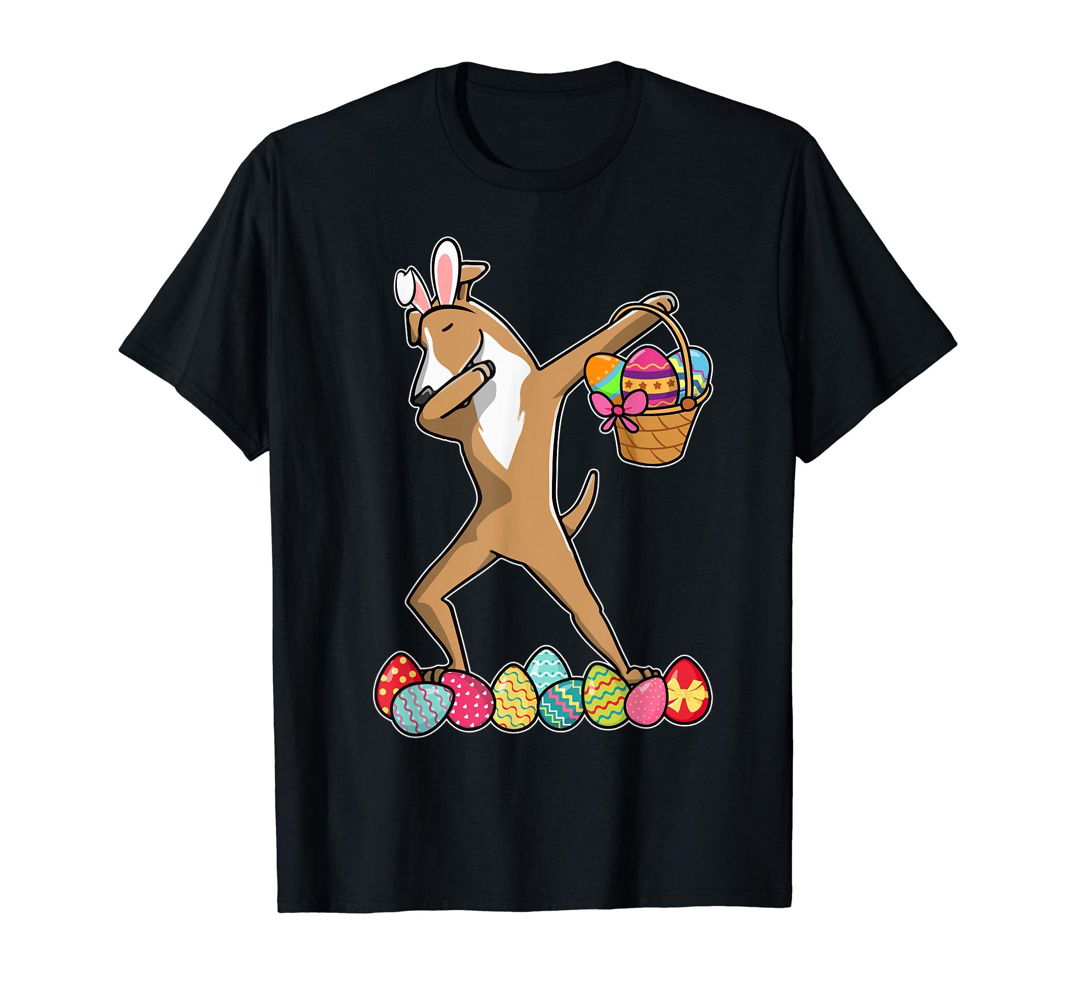 Greyhound Dabbing Easter Bunny Egg Basket Hunting T-Shirt