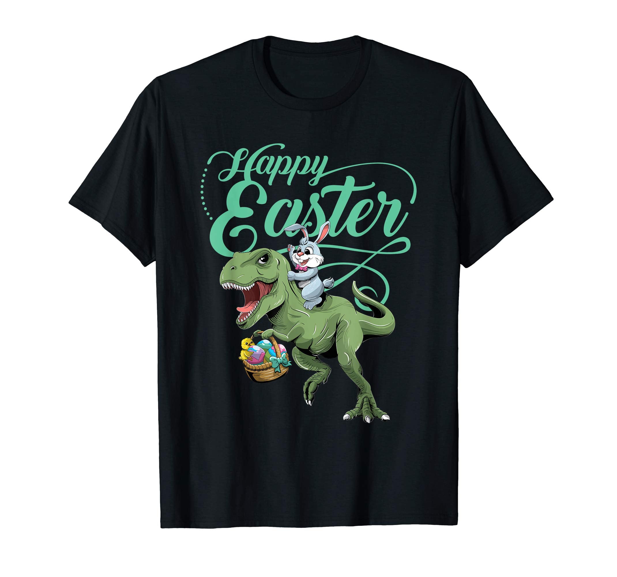 Easter T Shirt for Kids with Cool Bunny and T-rex Egg Hunt