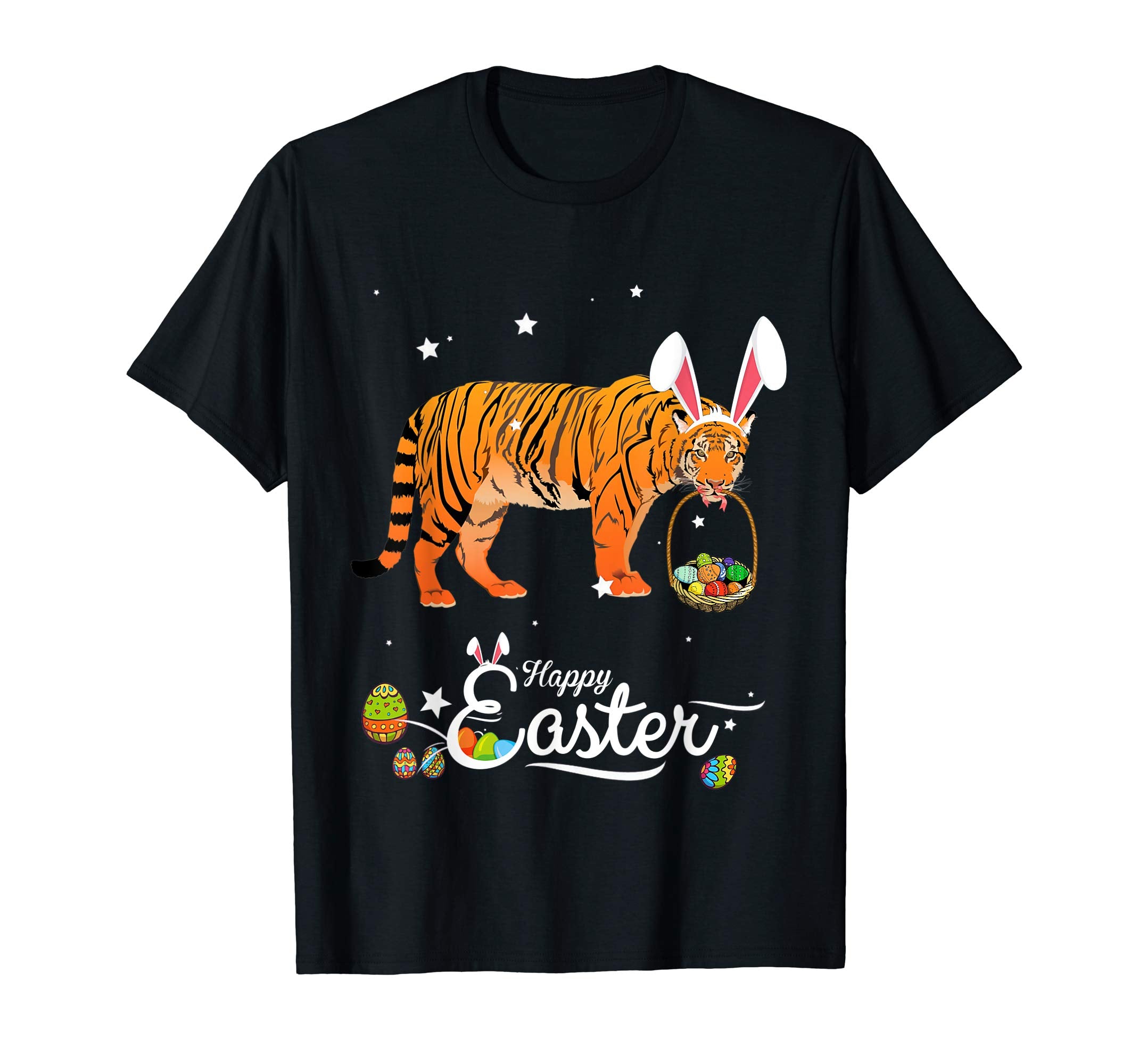 Cute Easter Tiger with Bunny Ears and Eggs T Shirt