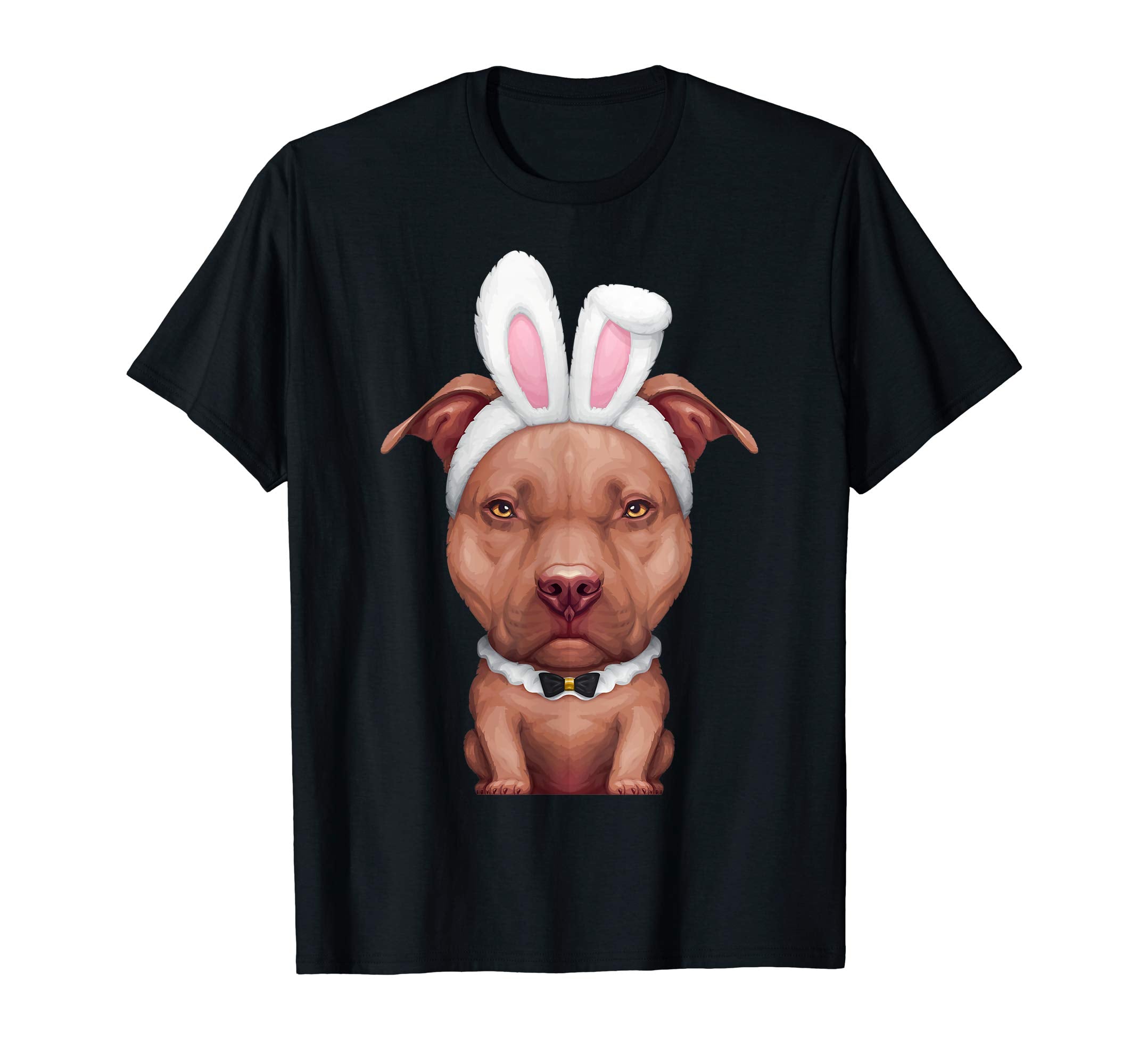 Chocolate Pit Bull Terrier in Easter Bunny Costume T-Shirt