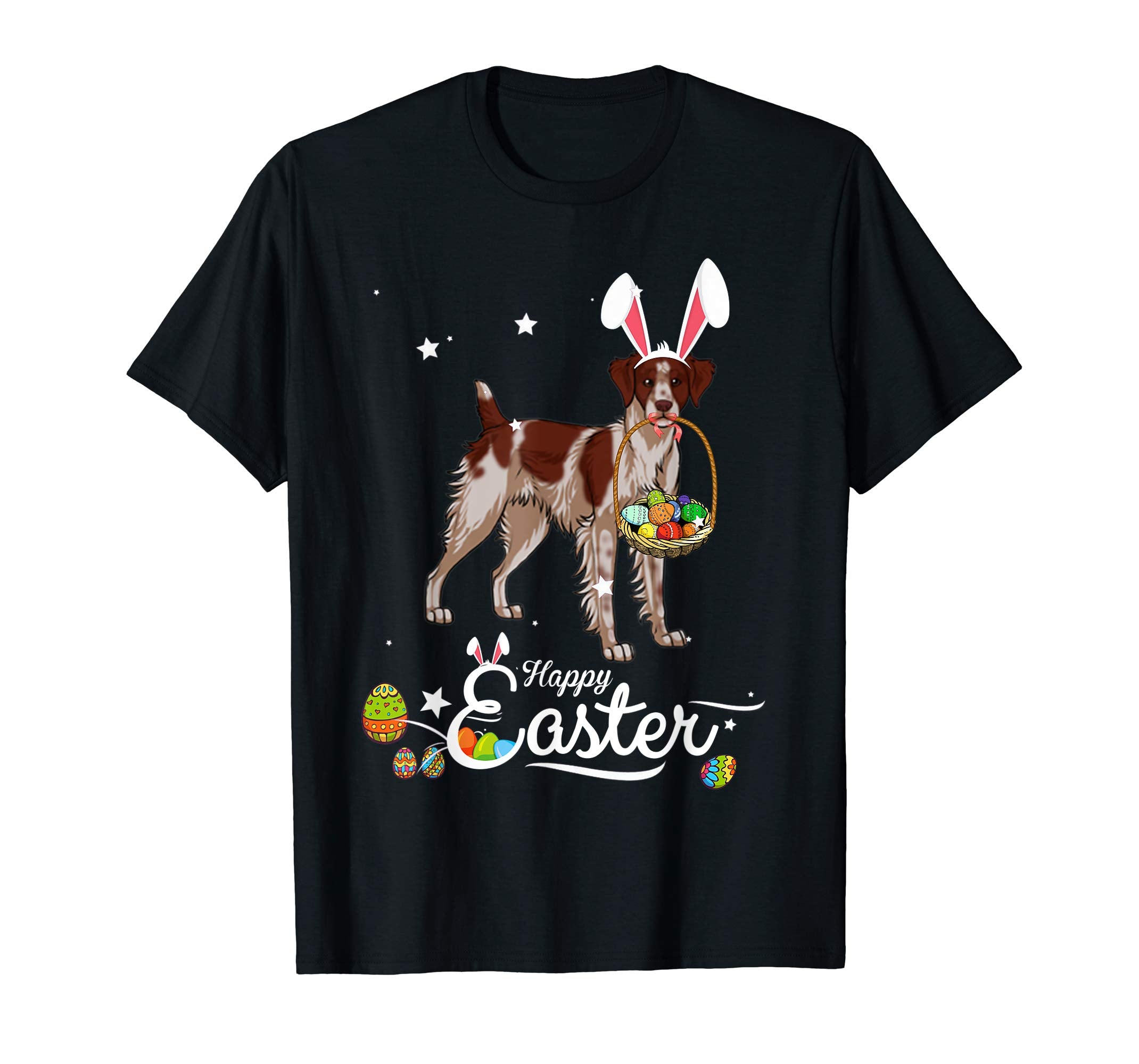 Brittany Spaniel Dog With Bunny Hat Easter Costume T Shirt