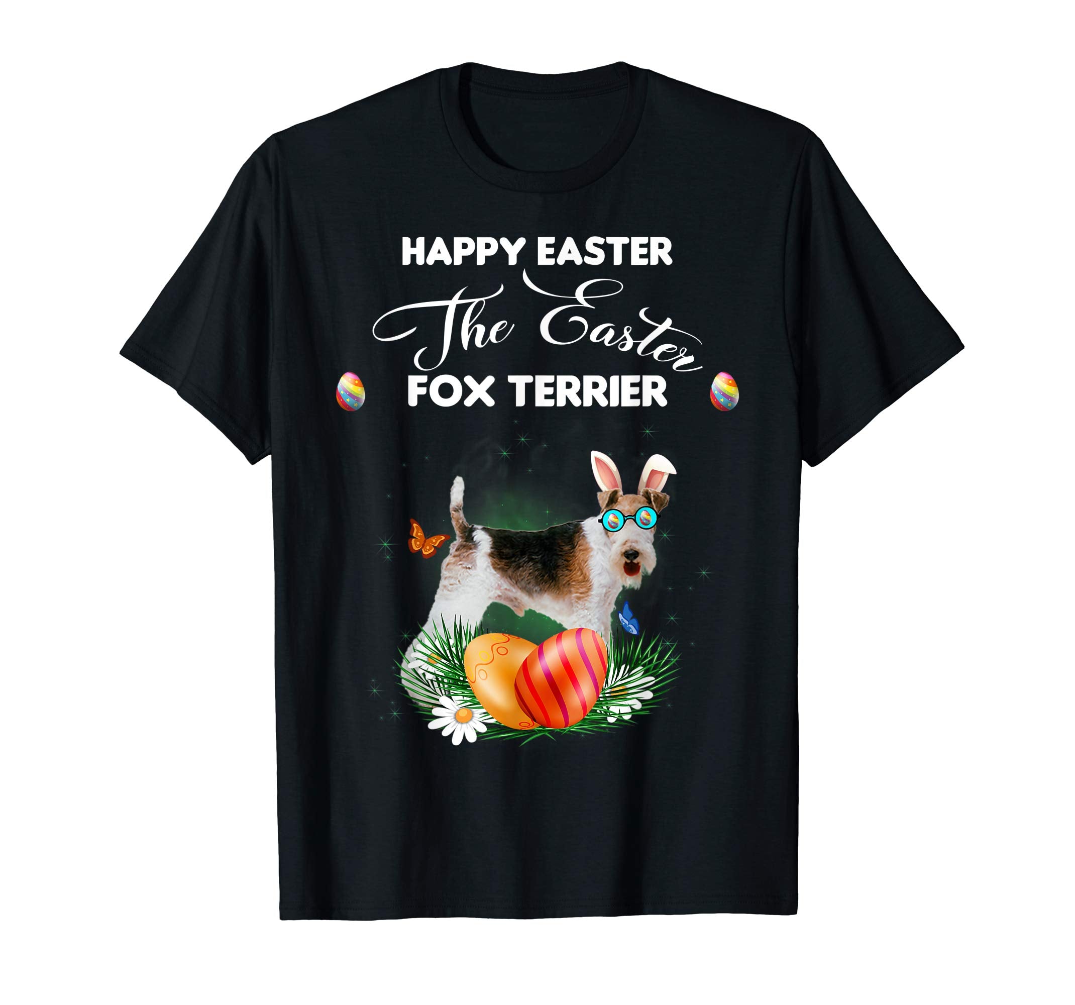 Fox Terrier Dog Sunglass Bunny Happy Easter Day Tshirt