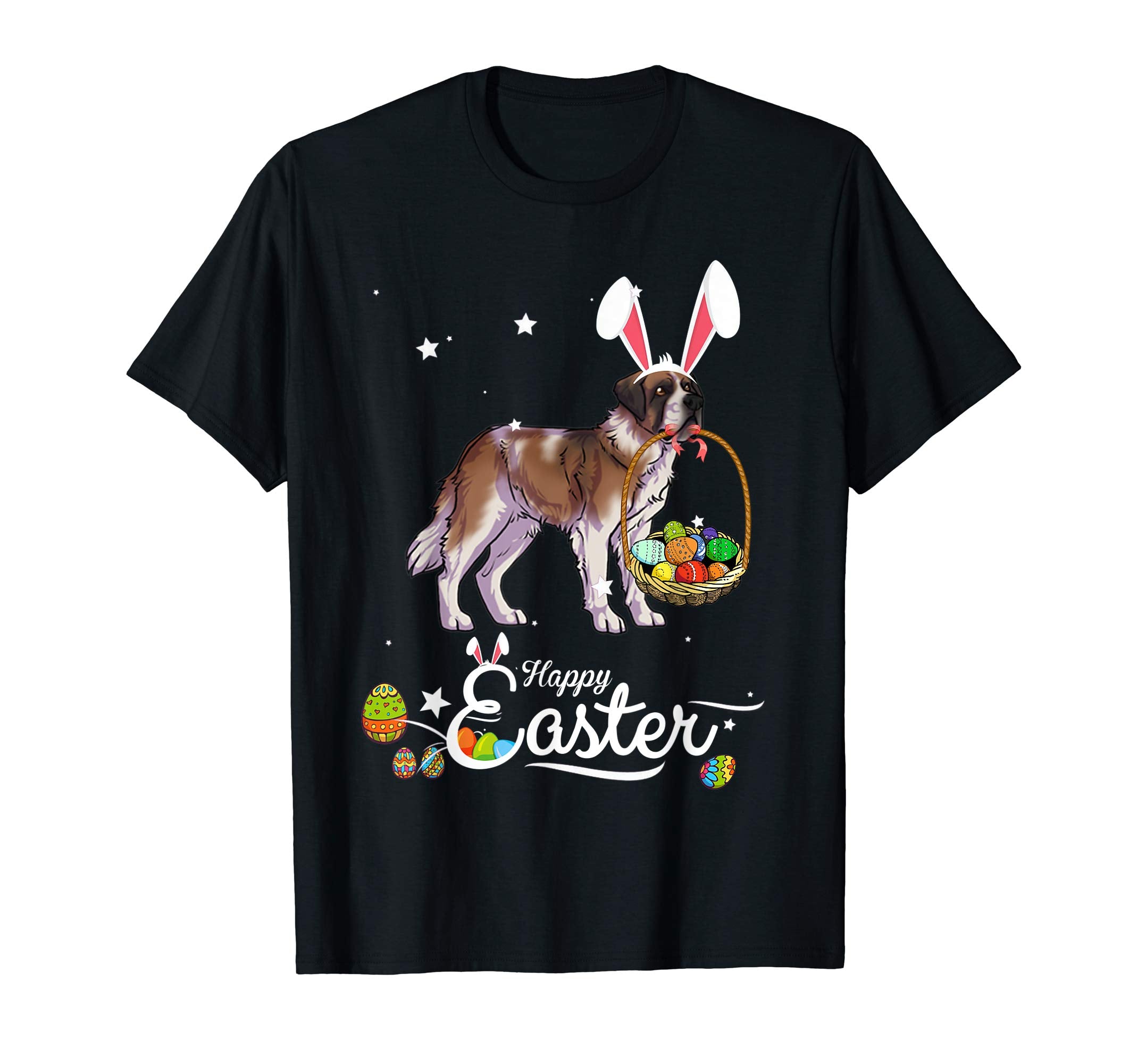 Saint Bernard Dog With Bunny Hat Easter Costume T Shirt