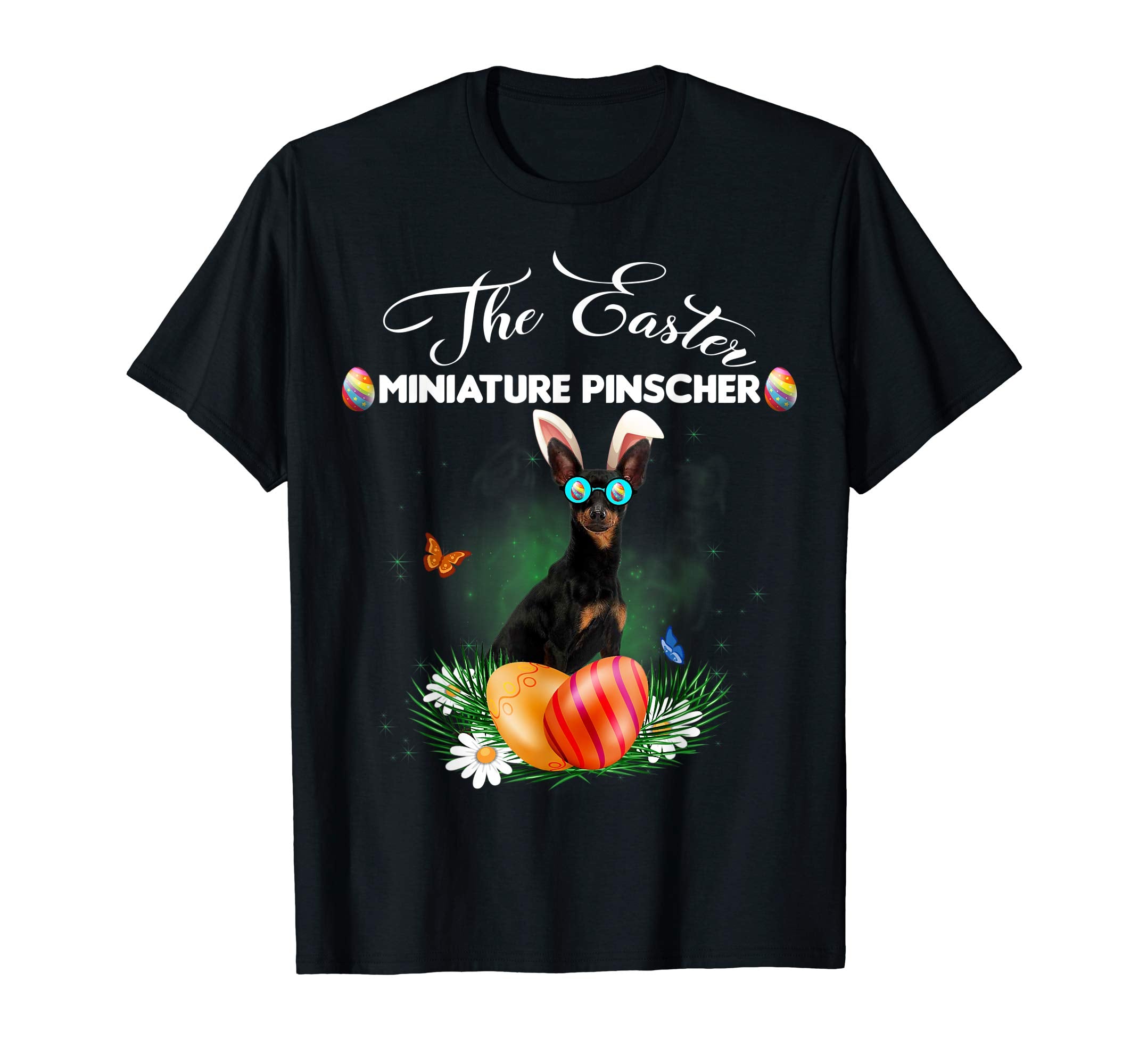 Miniature Pinscher Bunny Easter Day Dog Gifts T-Shirt