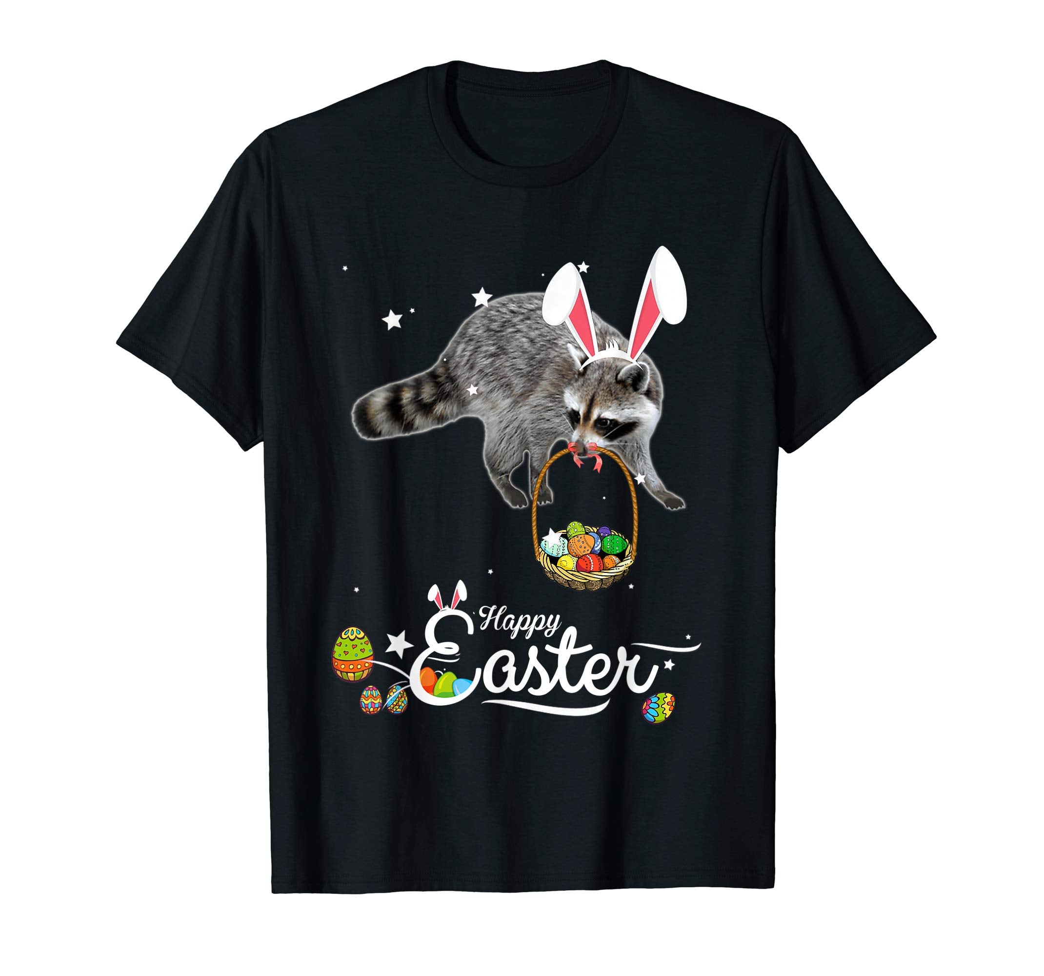 Cute Easter Racoon with Bunny Ears and Eggs T Shirt