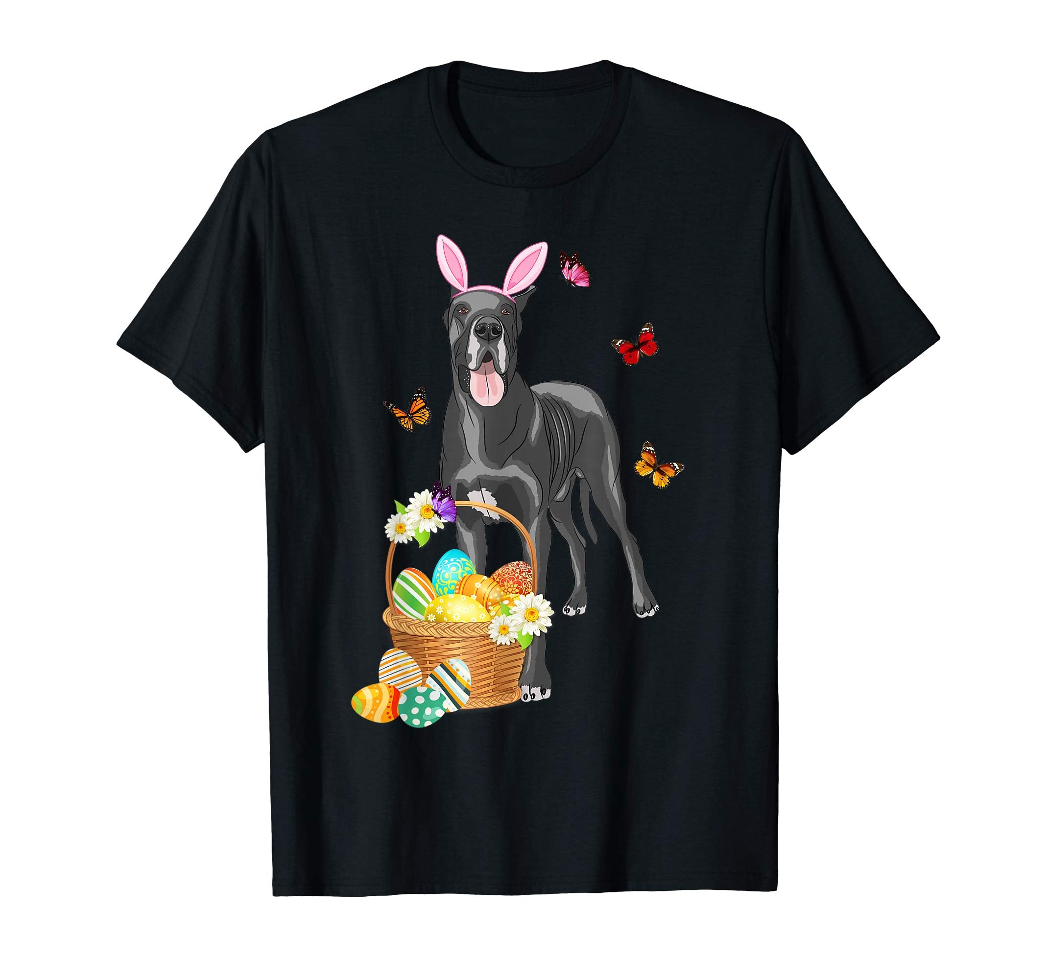 Great Dane Bunny Hat Rabbit Easter Eggs Shirt Happy Ea