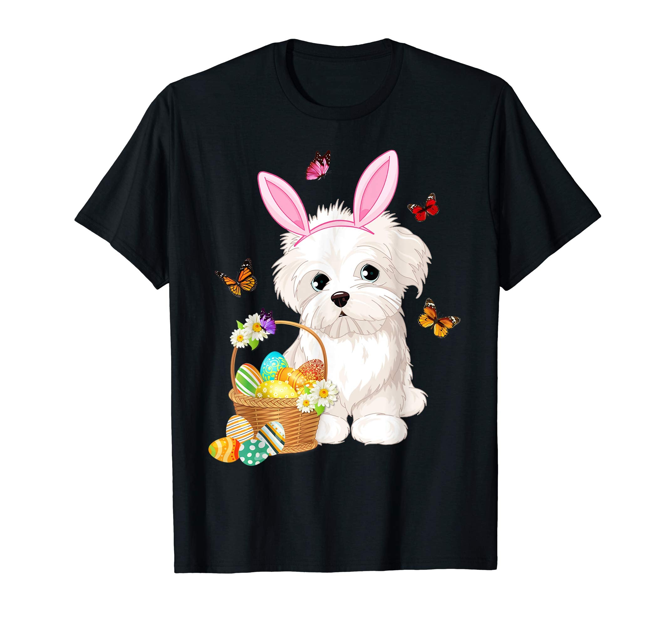 Maltese Bunny Hat Rabbit Easter Eggs Shirt Happy Ea