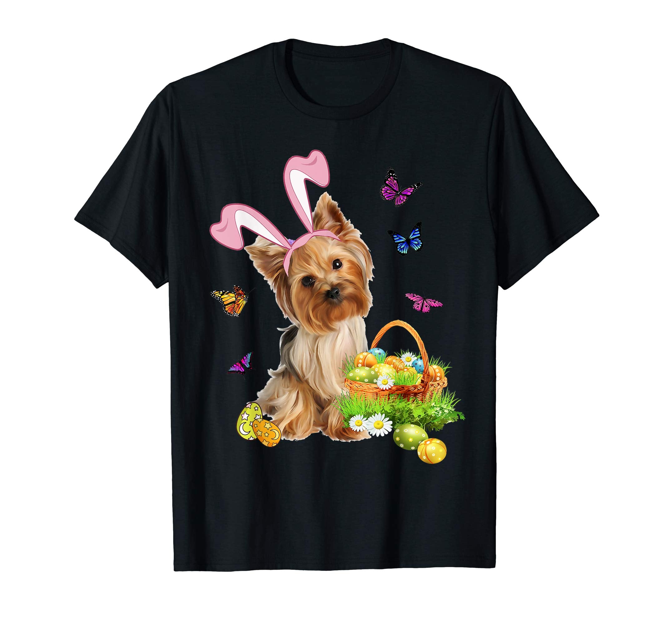 Yorkshire Terrier Bunny Hat Rabbit Easter Eggs T-Shirt