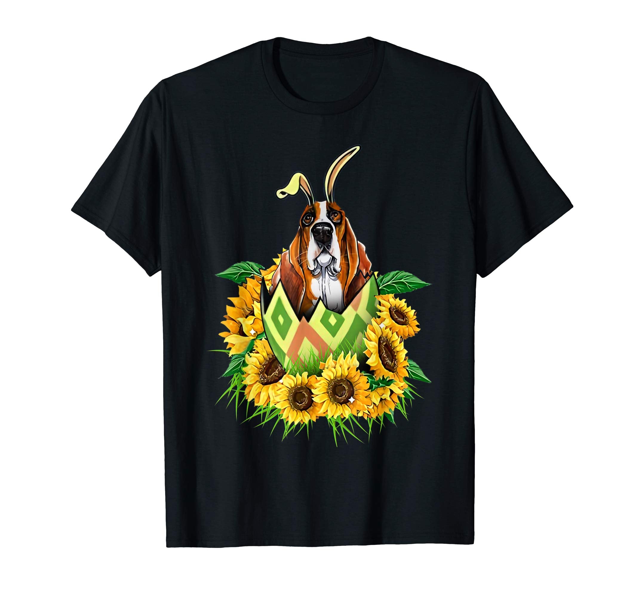 basset dog sunflower naund easter shirt