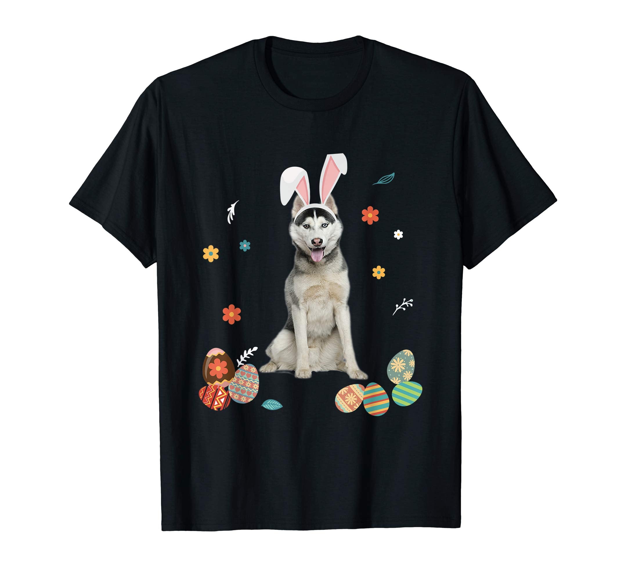 Husky Bunny Rabbit Happy Easter Day T-Shirt