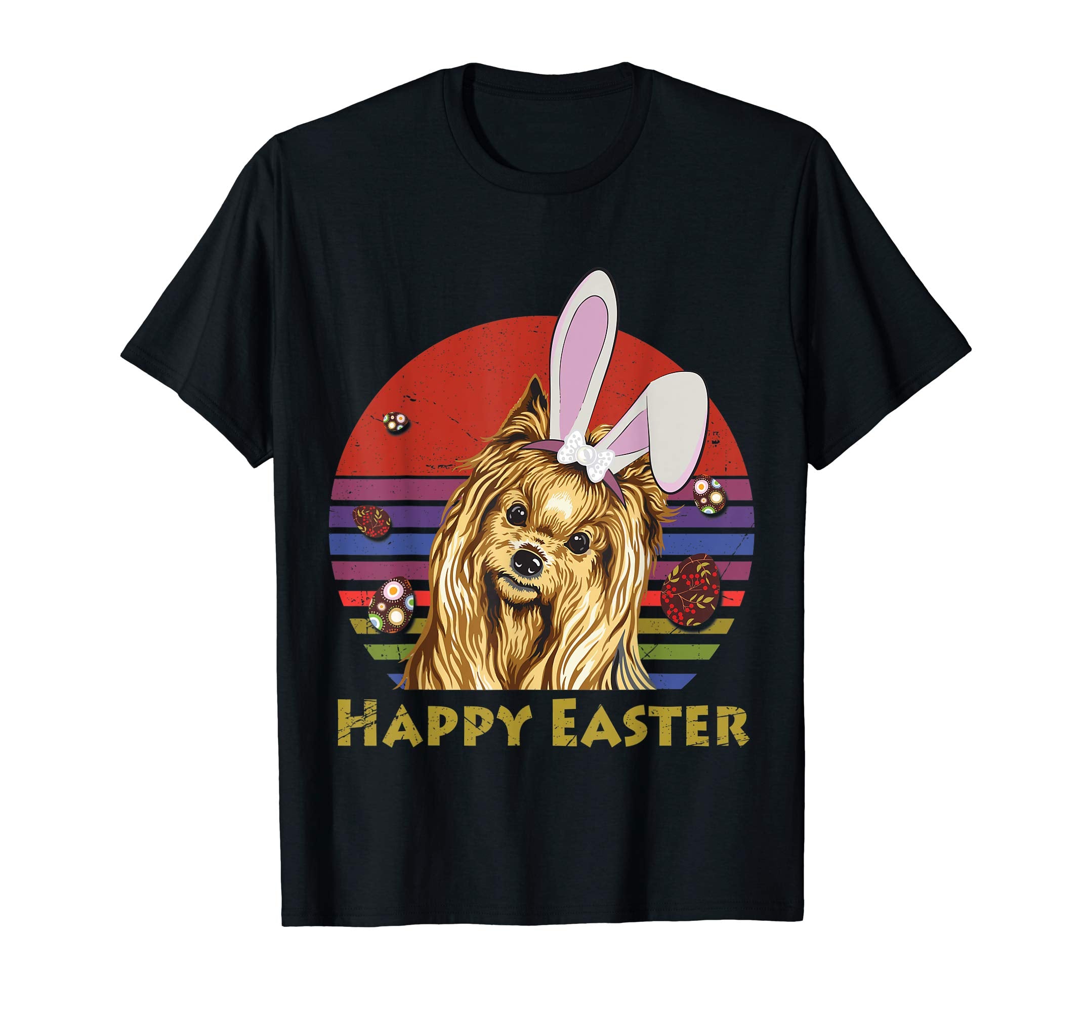 Yorkshire Terrier With Bunny Headband Happy Easter Tshirt