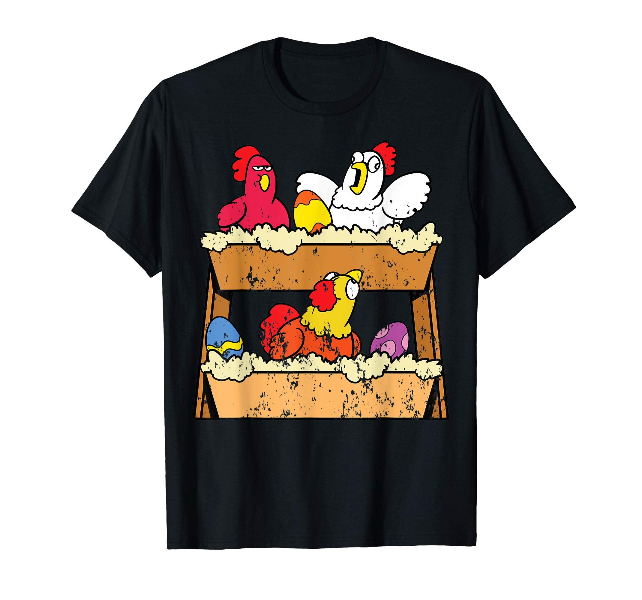 Retro Vintage Grunge Funny Easter Egg Chicken Nest T-Shirt