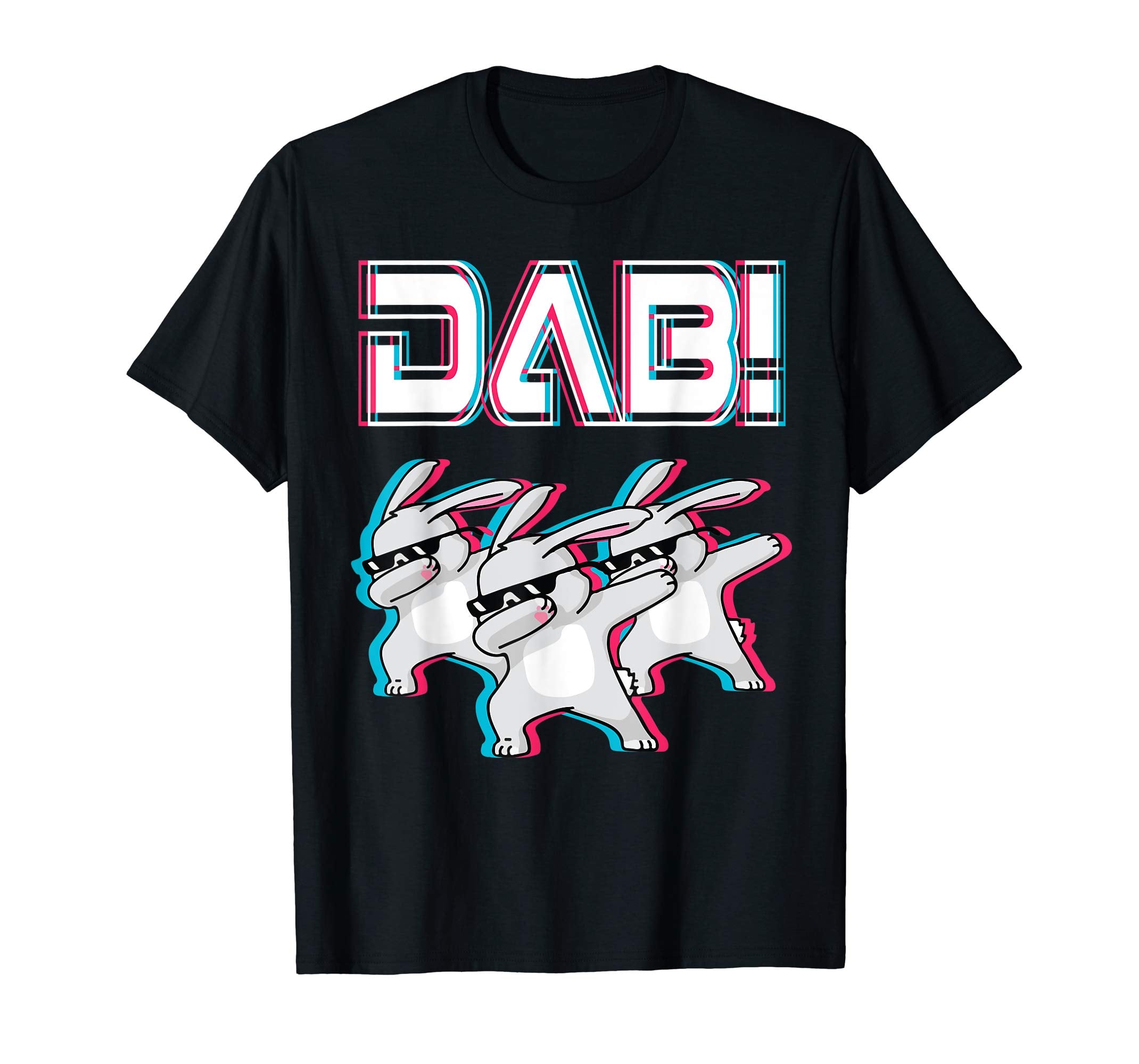 Light Retro Three Bunny Dabbing Dance Happy Easter Shirt DAB