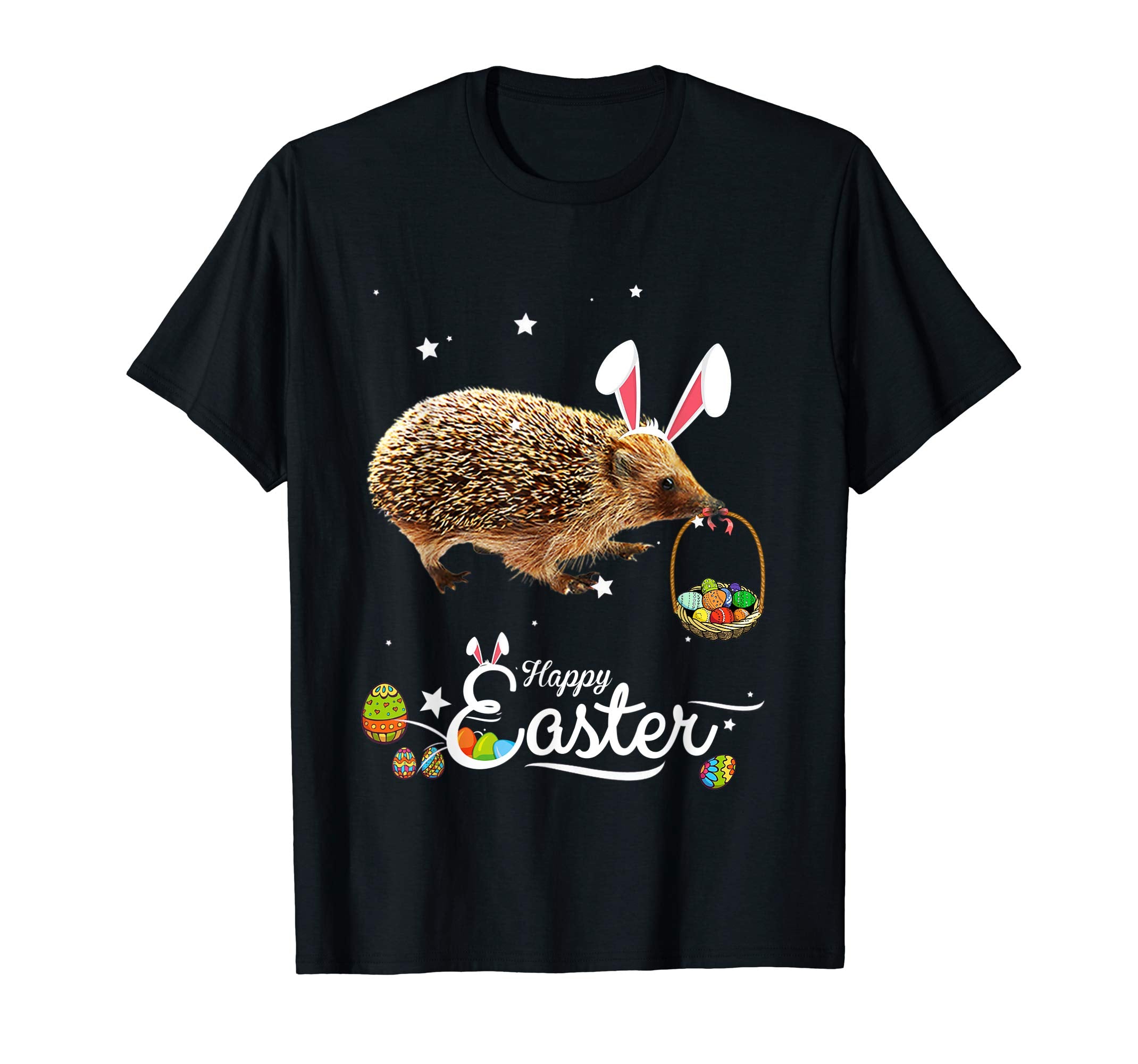 Cute Easter Hedgehog with Bunny Ears and Eggs T Shirt