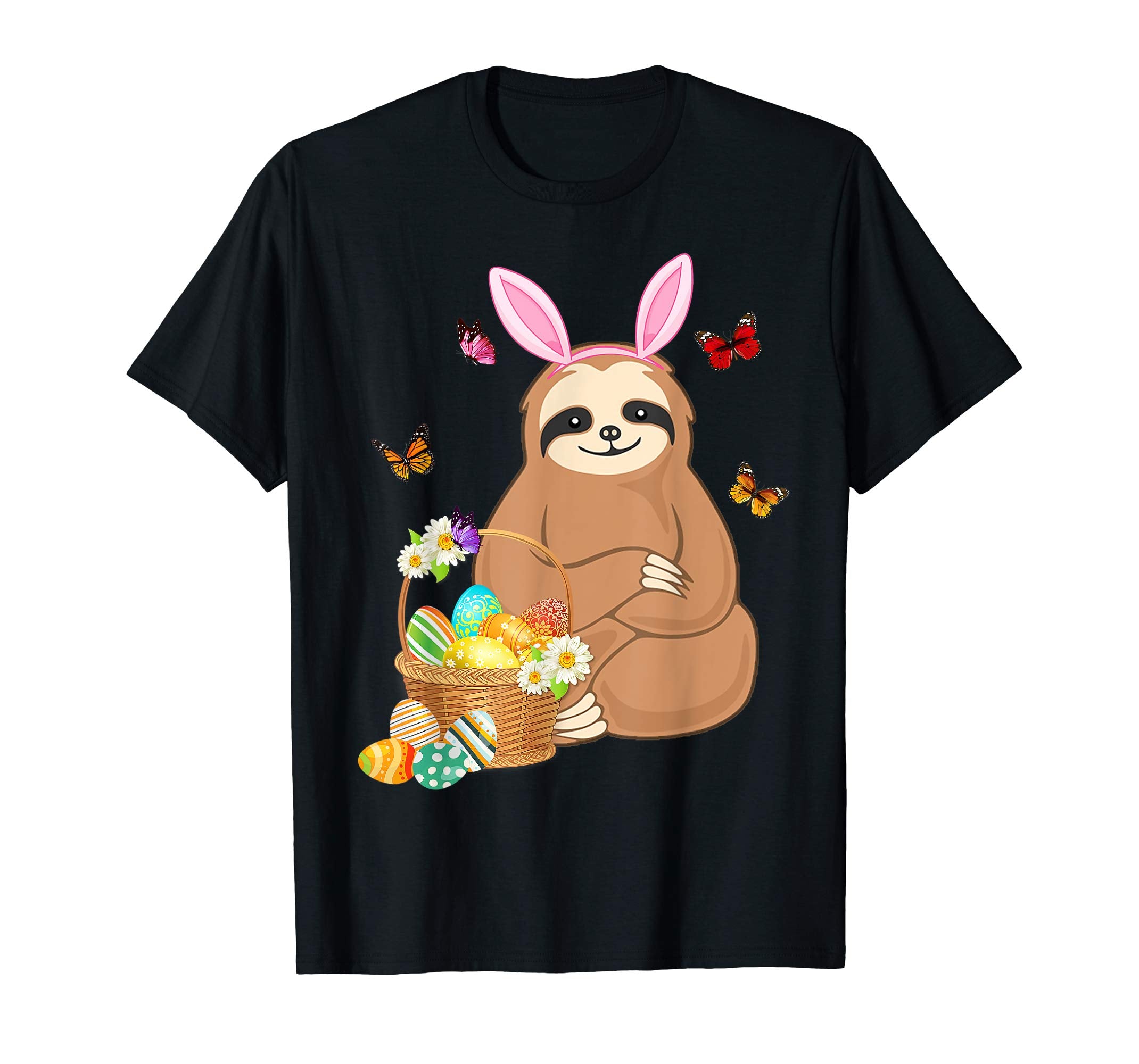 Sloth Bunny Hat Rabbit Easter Eggs Shirt Happy Ea