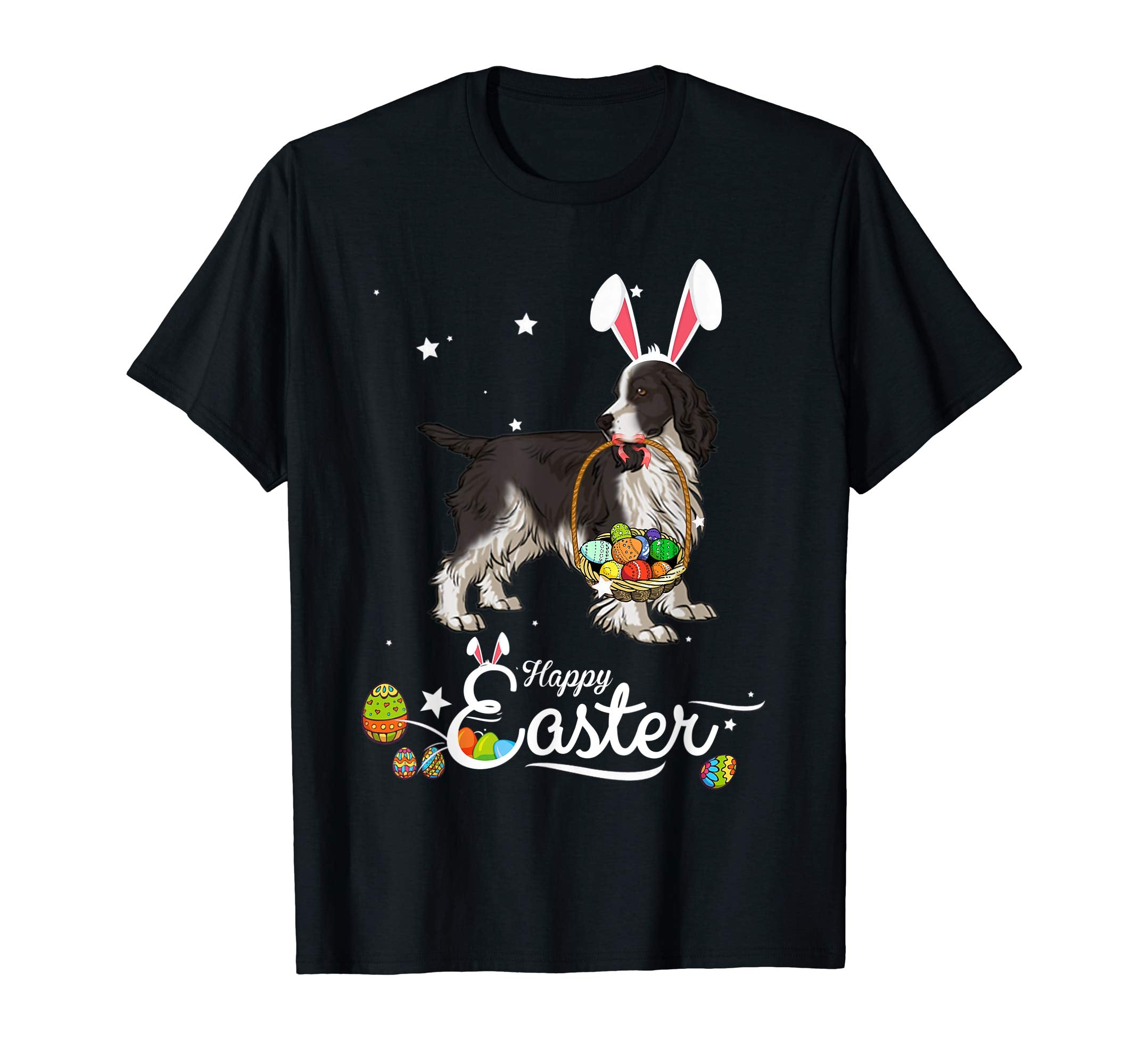 Springer Spaniel Dog With Bunny Hat Easter Costume T Shirt