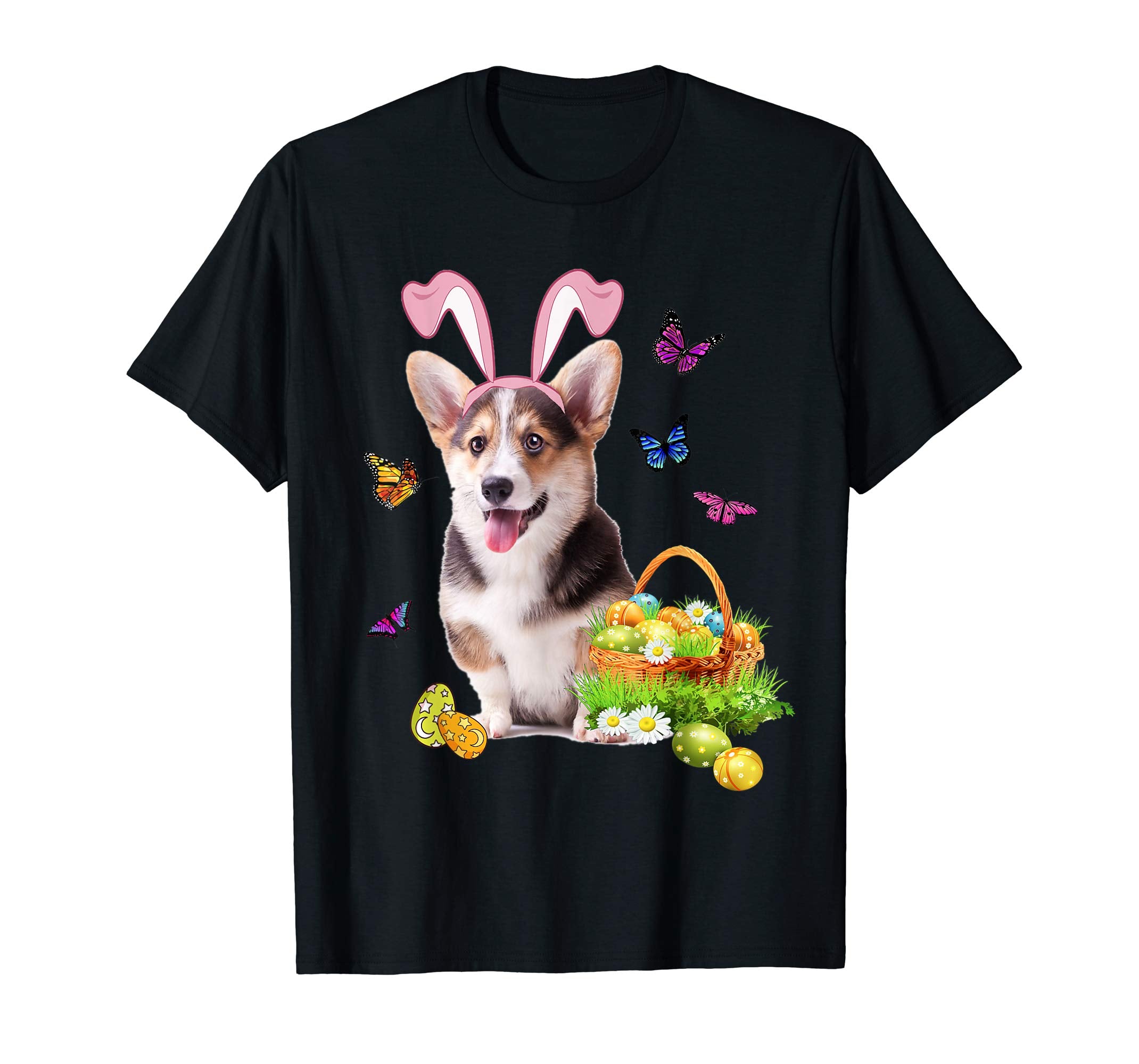 Corgi Bunny Hat Rabbit Easter Eggs T-Shirt