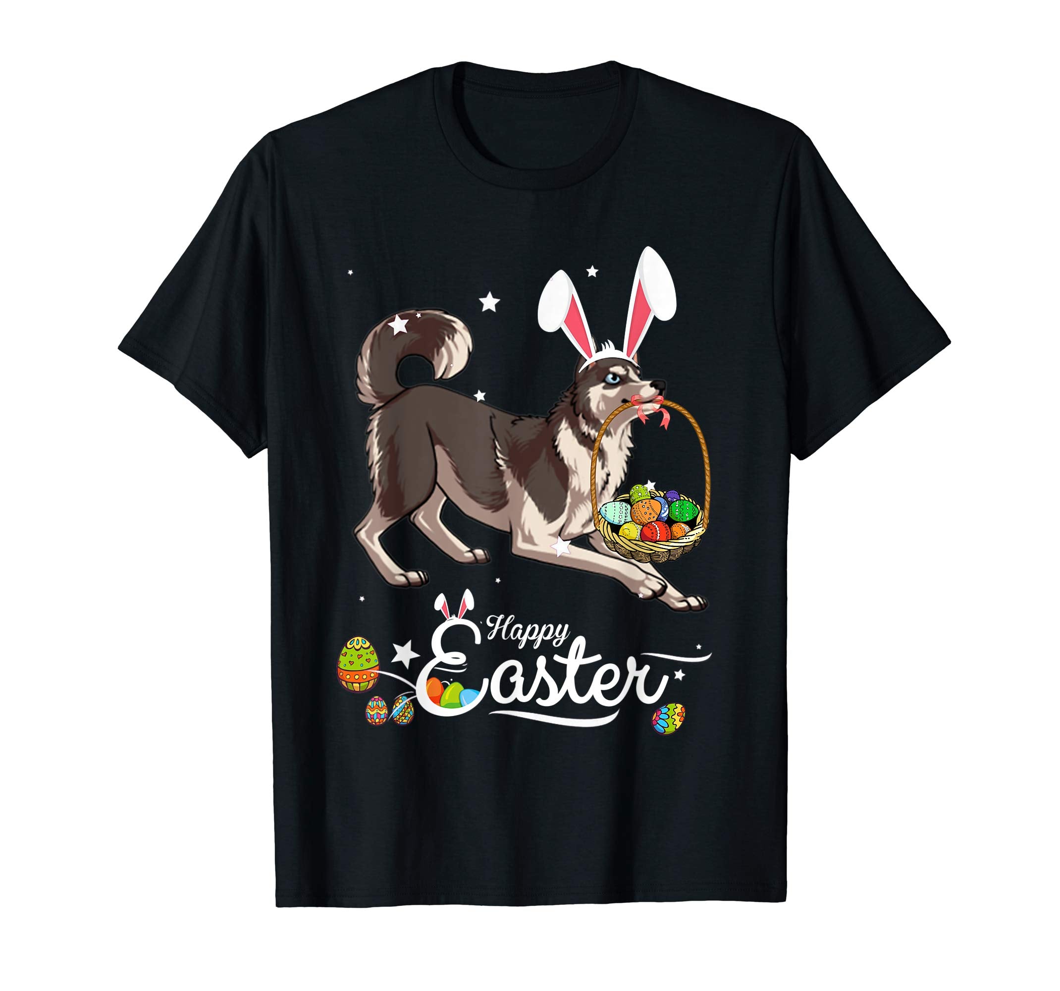 Siberian Husky Dog With Bunny Hat Easter Costume T Shirt