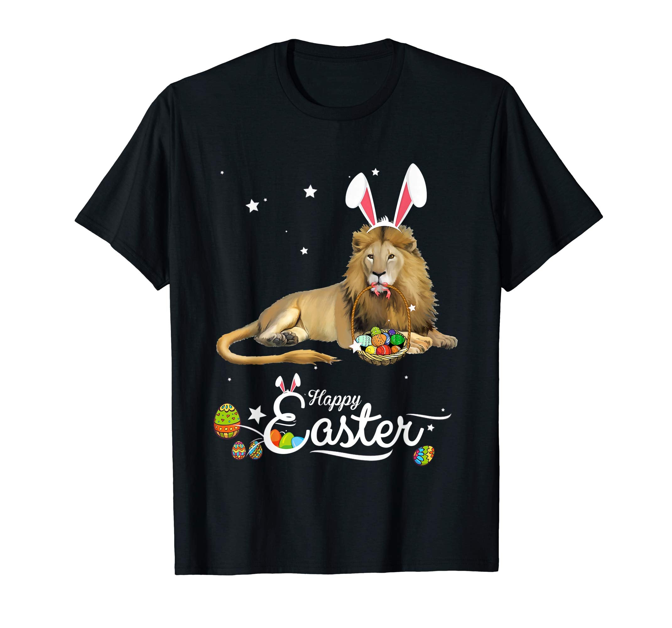 Cute Easter Lion with Bunny Ears and Eggs T Shirt