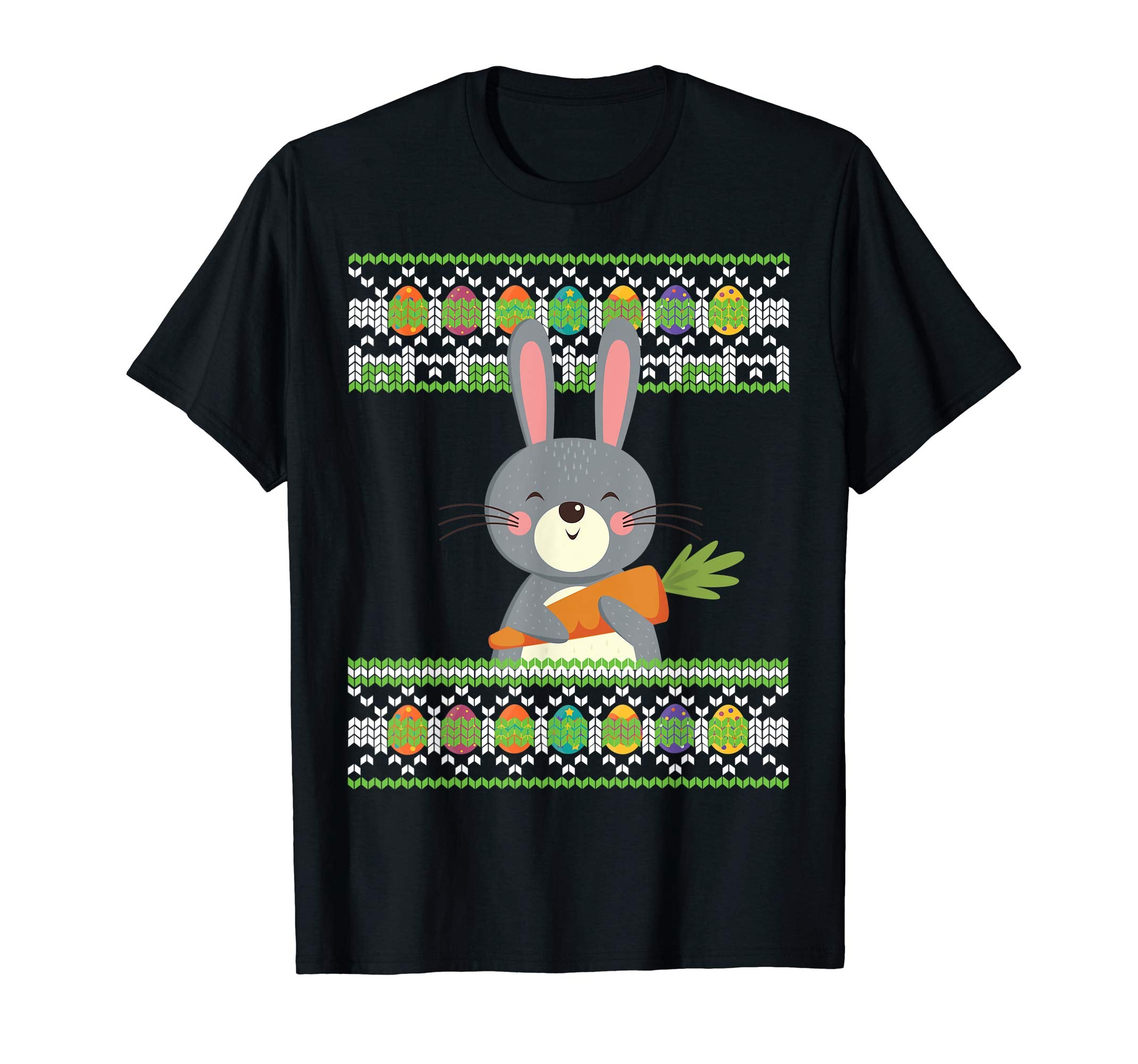 Bunny Rabbit With Big Carrot Easter Eggs Ugly Sweater Shirt