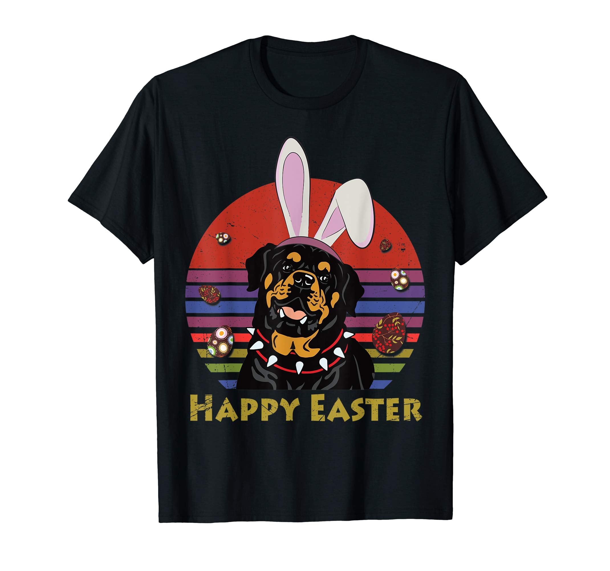 Rottweiler With Bunny Headband Happy Easter Tshirt Gifts