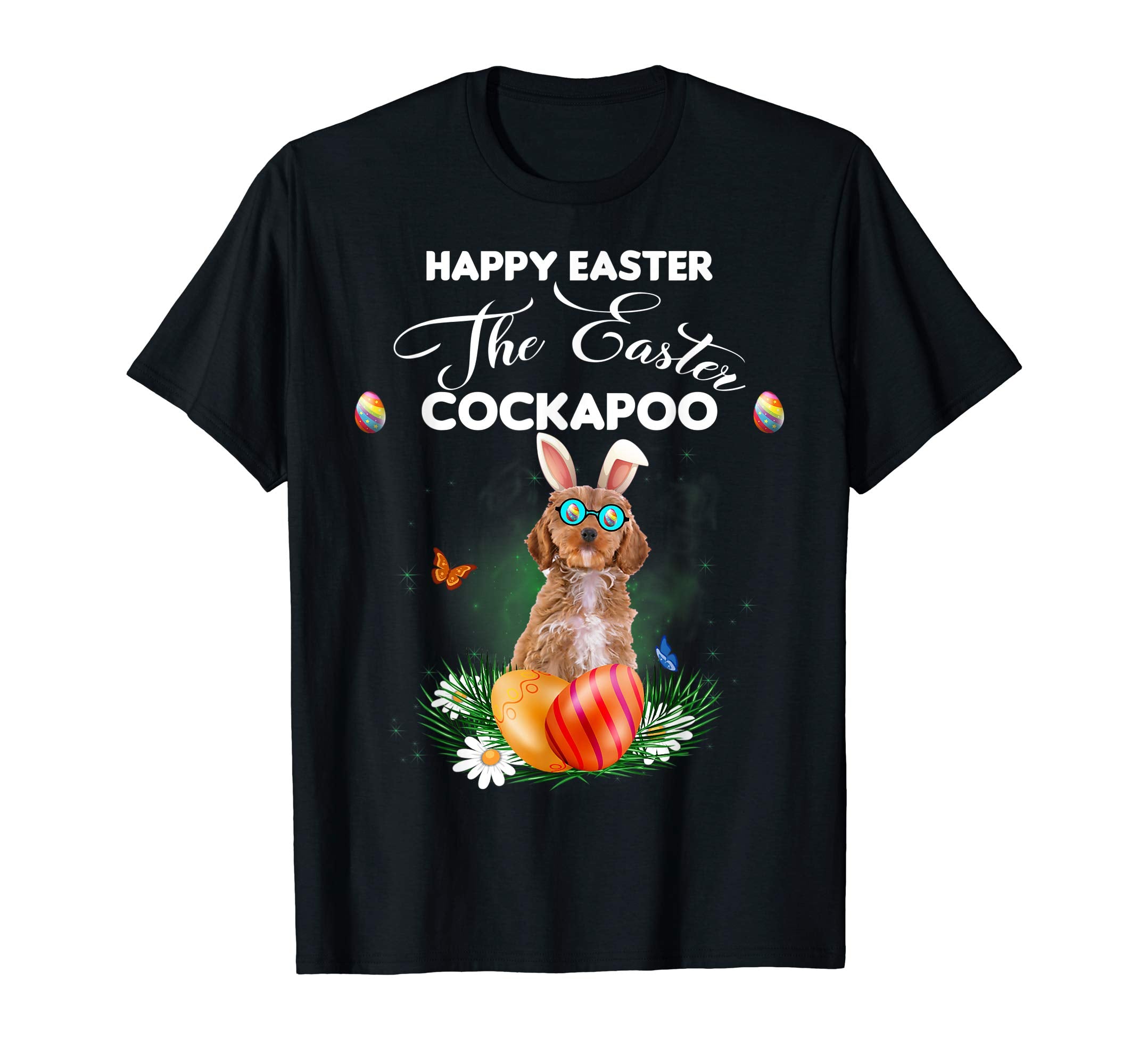 Cockapoo Dog Sunglass Bunny Happy Easter Day Tshirt